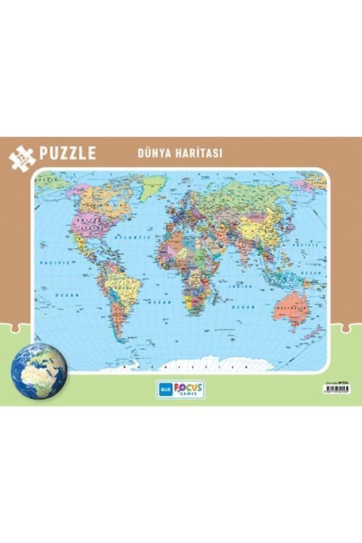 72 Parça Frame Puzzle - Dünya Haritası Frame