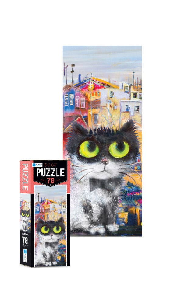 3 ADET 78 Parça Puzzle-Red Cat ve Mom Cat ve Cute Cat ve