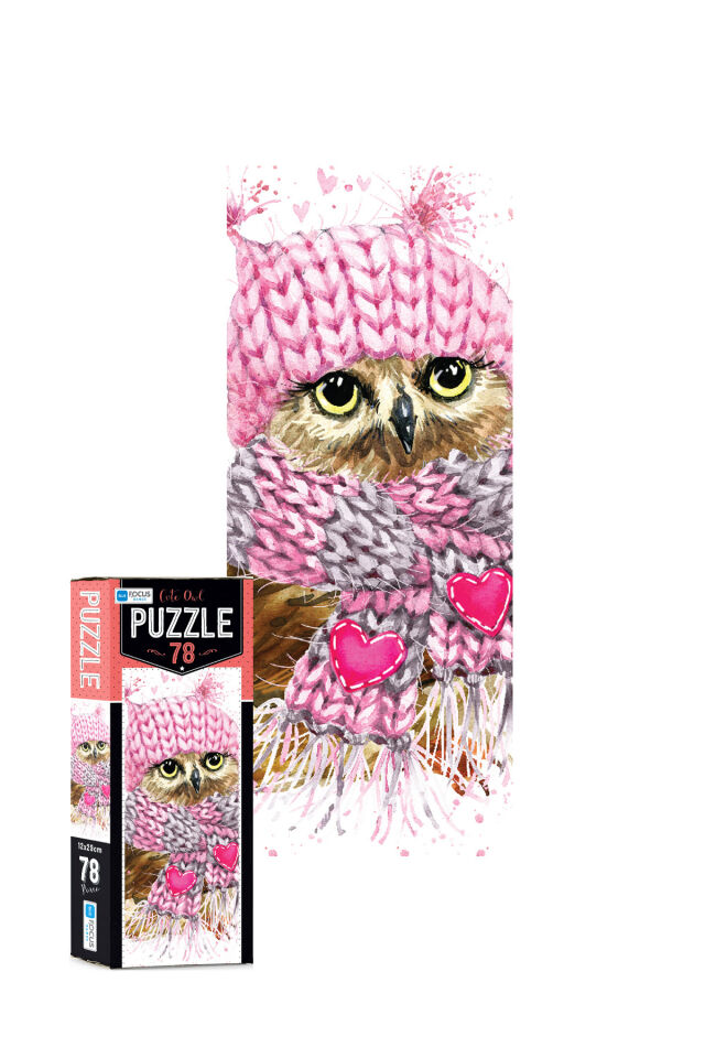 4 ADET 78 Parça Puzzle-Red Cat ve Mom Cat ve Cute Owl ve Pretty Owl