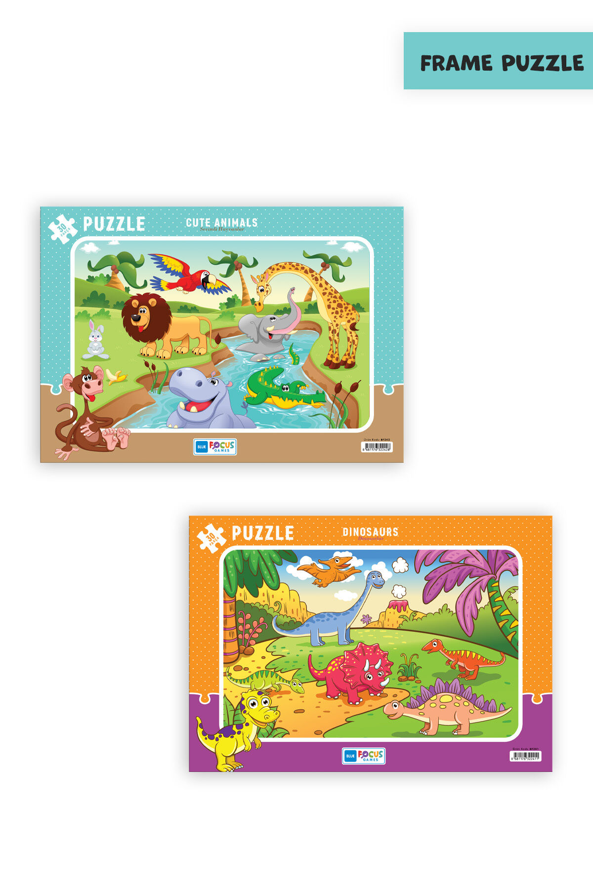 2 ADET 30 PARÇA ÇOCUK PUZZLE DİNOZORLAR VE SEVİMLİ HAYVANLAR