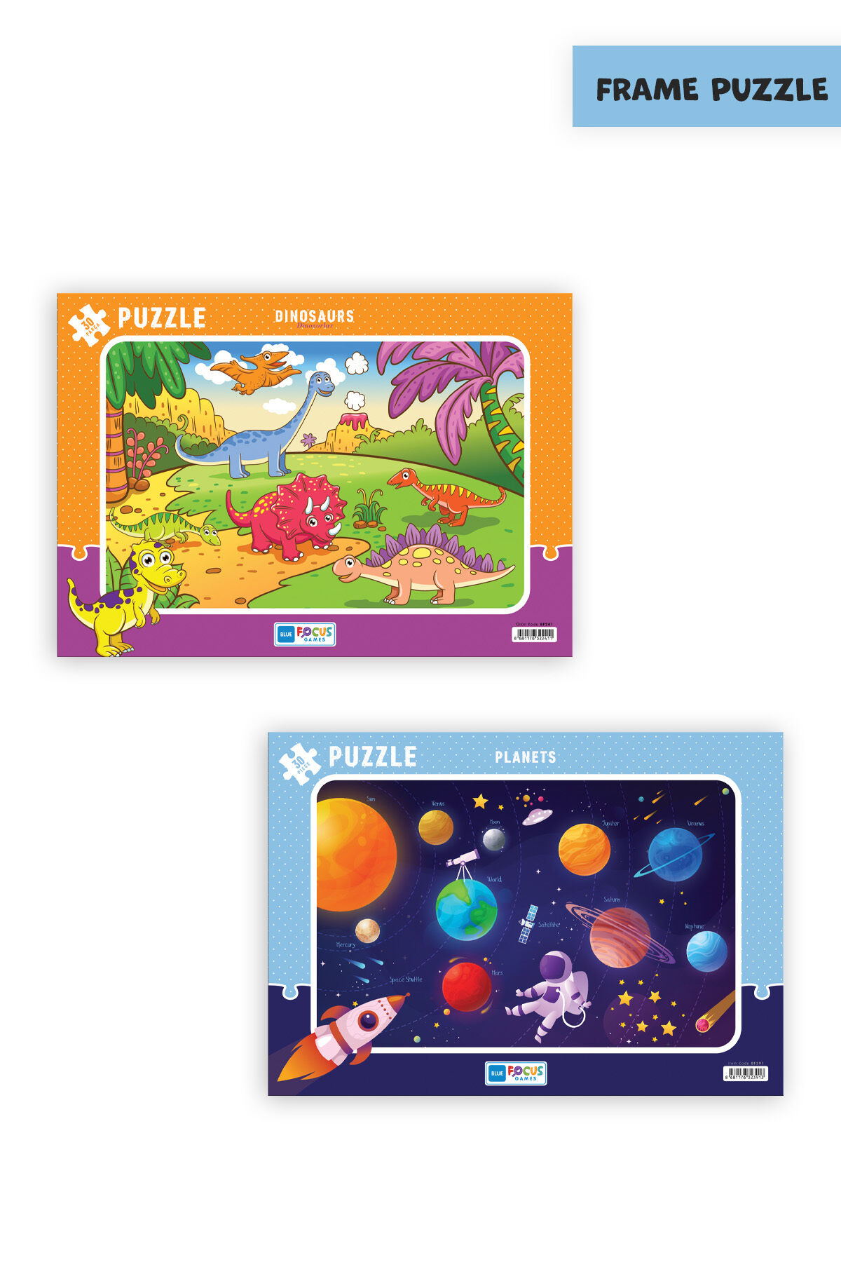 2 ADET 30 PARÇA ÇOCUK PUZZLE DİNOZORLAR VE GEZEGENLER