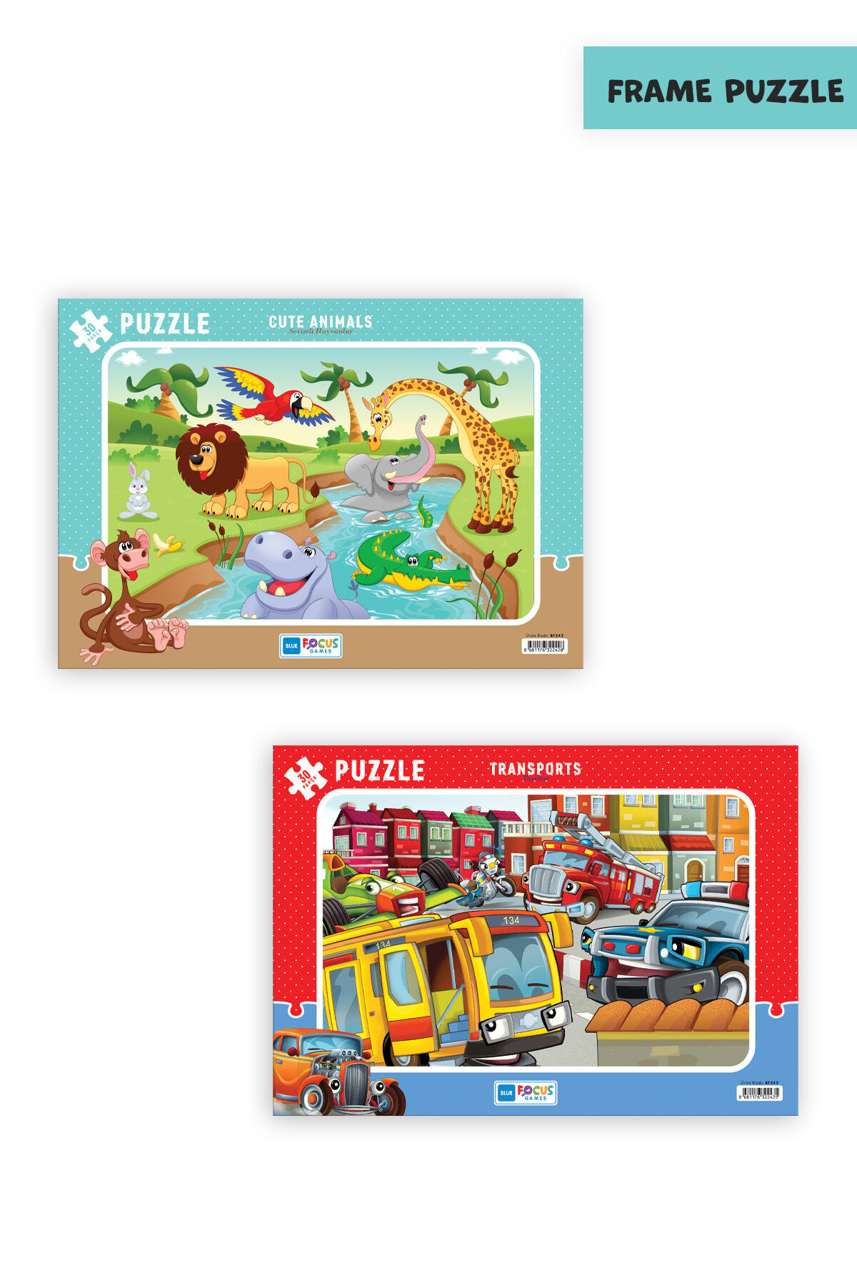 2 ADET 30 PARÇA ÇOCUK PUZZLE SEVİMLİ HAYVANLAR VE TAŞITLAR