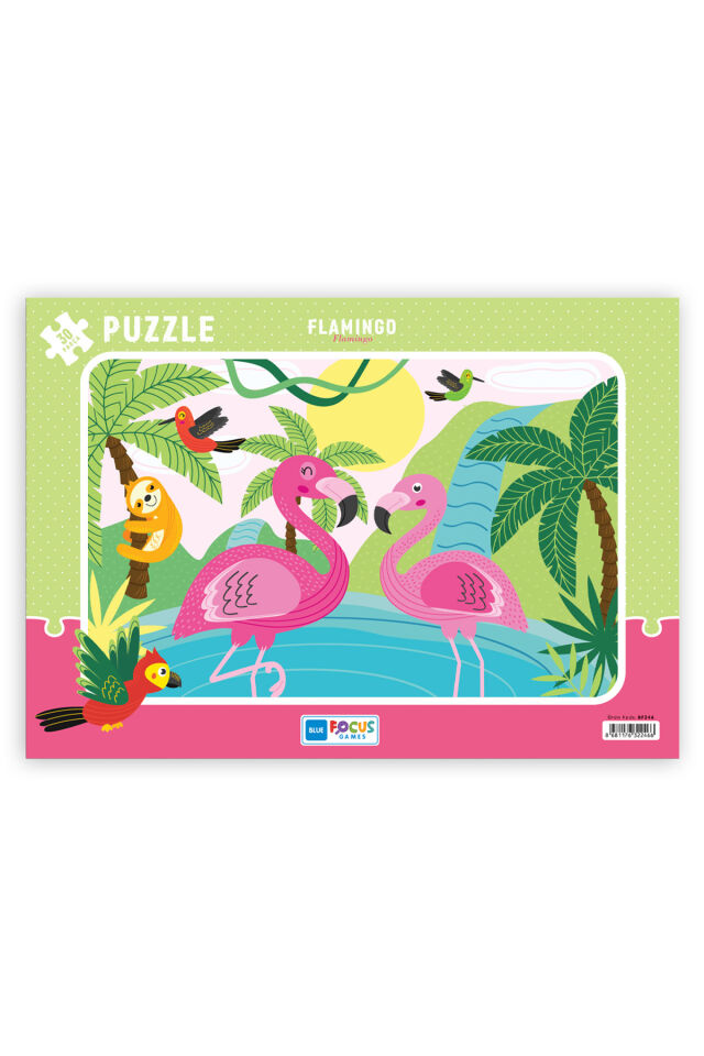 3 ADET 30 PARÇA ÇOCUK PUZZLE TEK BOYNUZLU AT VE FLAMİNGO VE GEZEGENLER