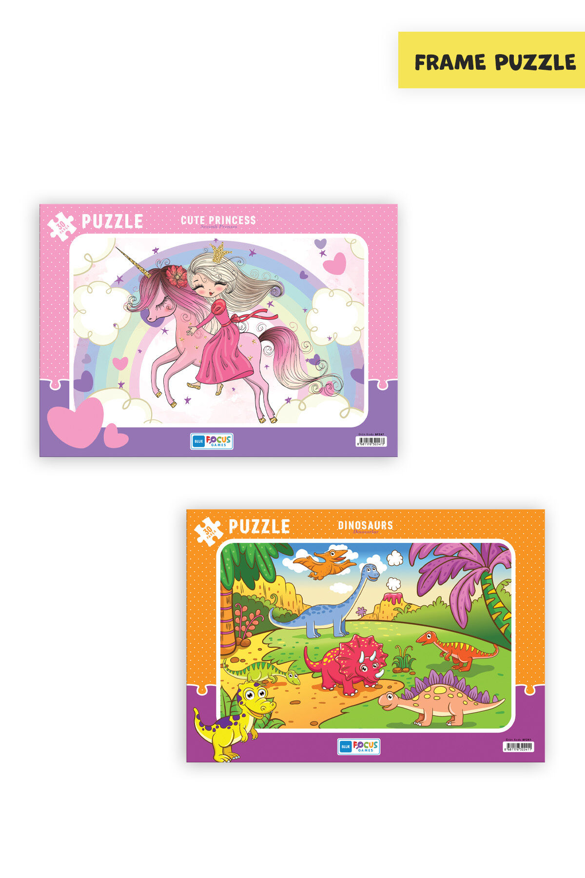 2 ADET 30 PARÇA ÇOCUK PUZZLE SEVİMLİ PRENSES VE DİNOZORLAR