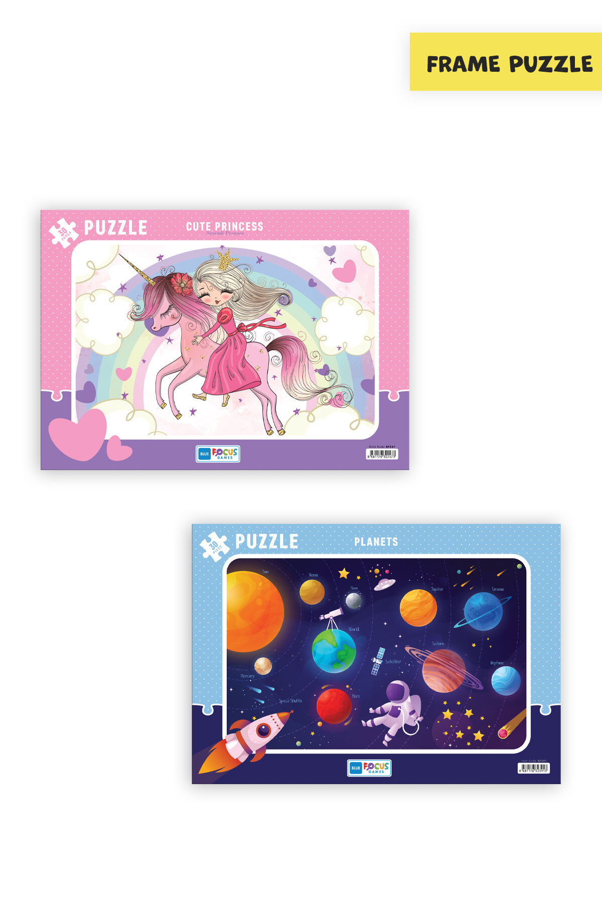 2 ADET 30 PARÇA ÇOCUK PUZZLE SEVİMLİ PRENSES VE GEZEGENLER