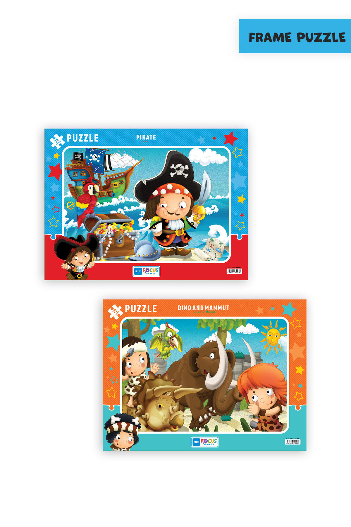 2 ADET 72 PARÇA ÇOCUK PUZZLE DİNO VE MAMUT VE KORSAN