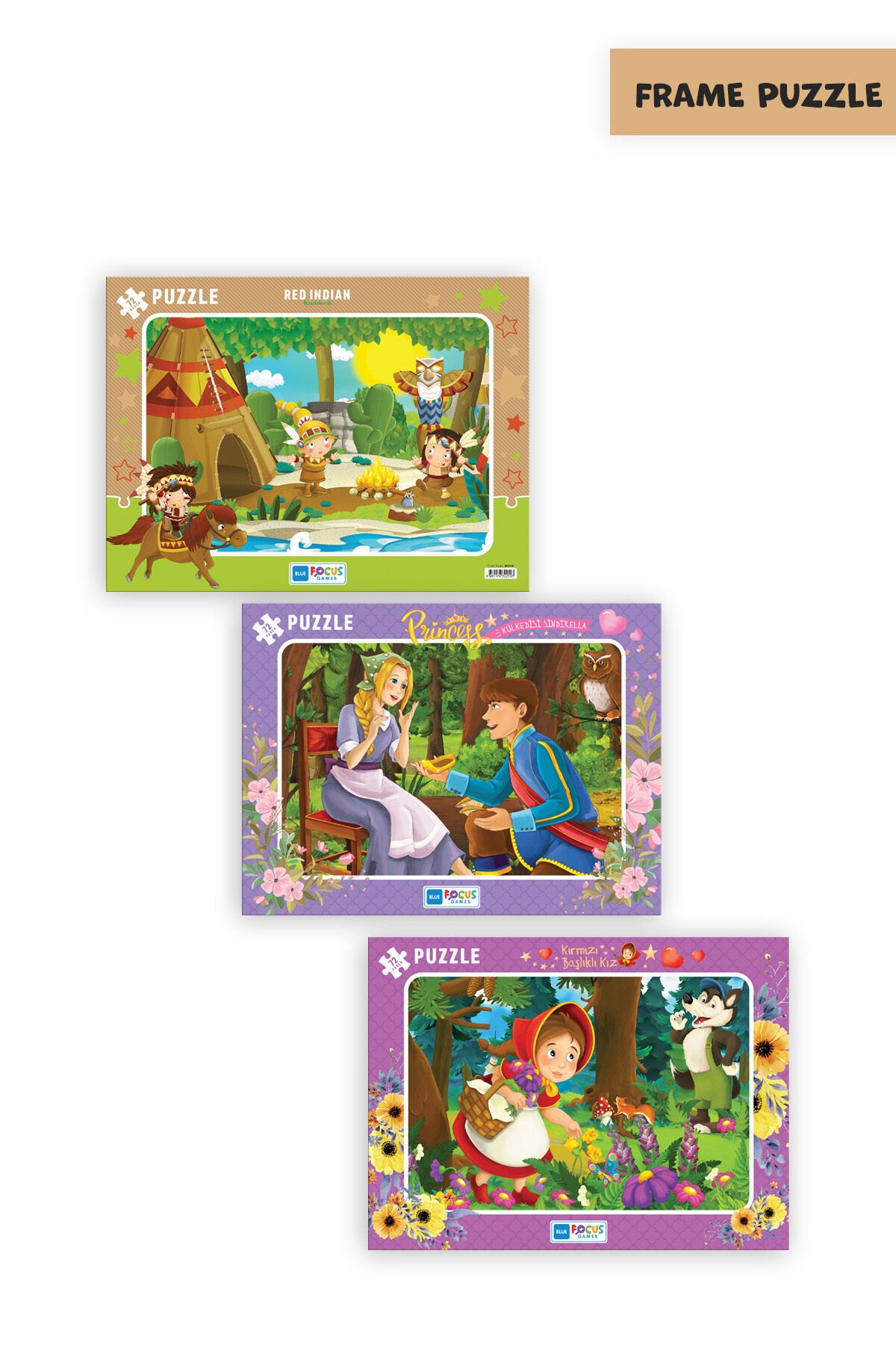 3 ADET 72 PARÇA ÇOCUK PUZZLE KIZILDERİLİ VE PRINCESS KÜLKEDİSİ SİNDİRELLA VE KIRMIZI BAŞLIKLI KIZ
