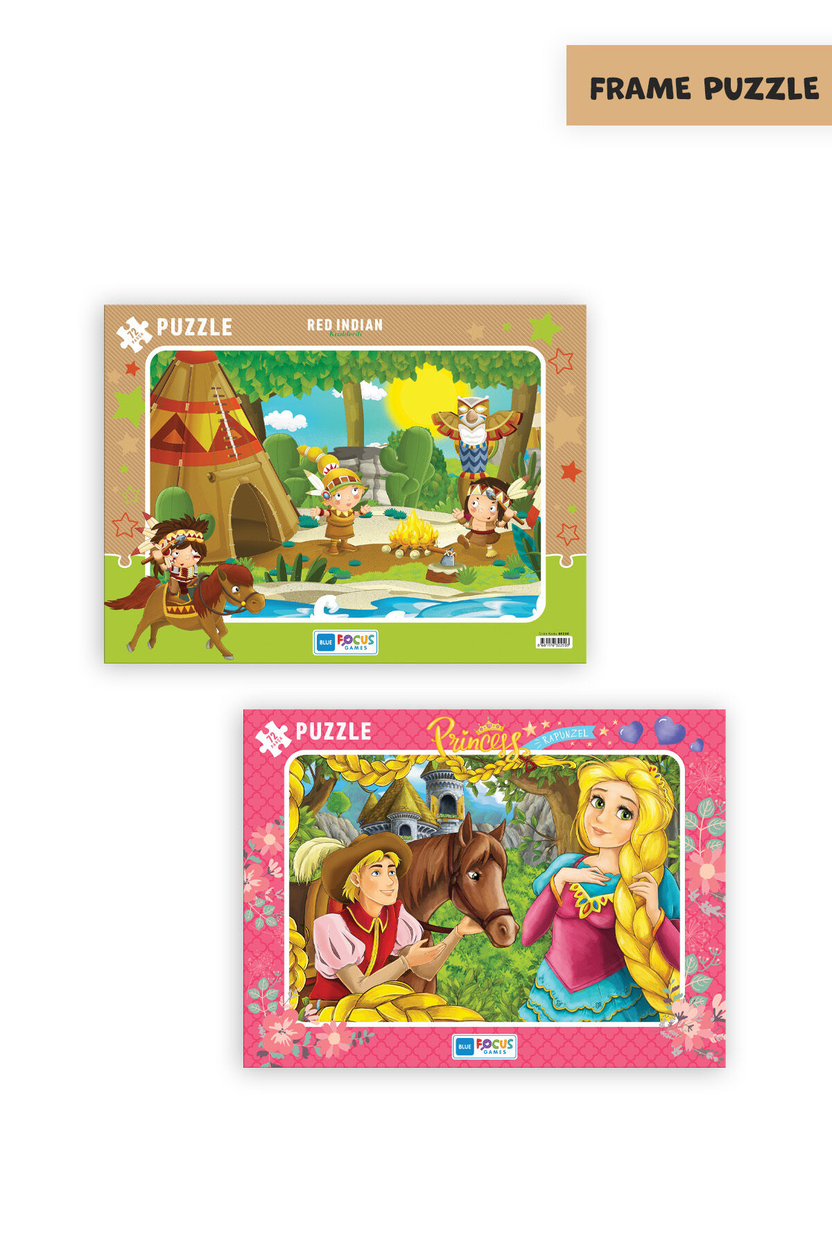 2 ADET 72 PARÇA ÇOCUK PUZZLE KIZILDERİLİ VE PRINCESS RAPUNZEL
