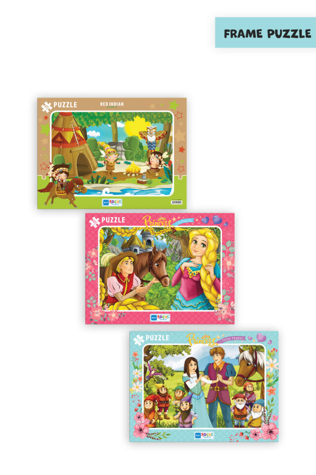3 ADET 72 PARÇA ÇOCUK PUZZLE KIZILDERİLİ VE PRINCESS RAPUNZEL VE PRINCESS PAMUK PRENSES