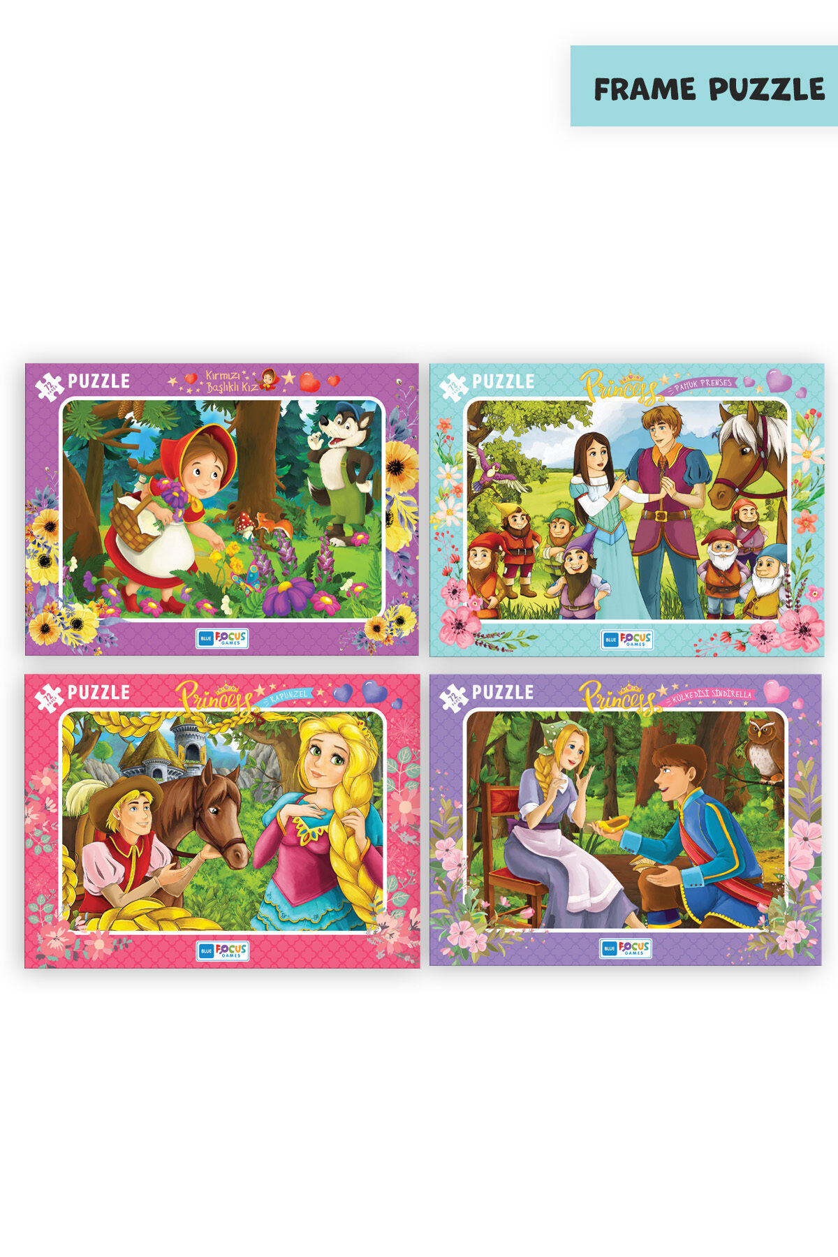 72 Parça Frame Puzzle 4'lü Set