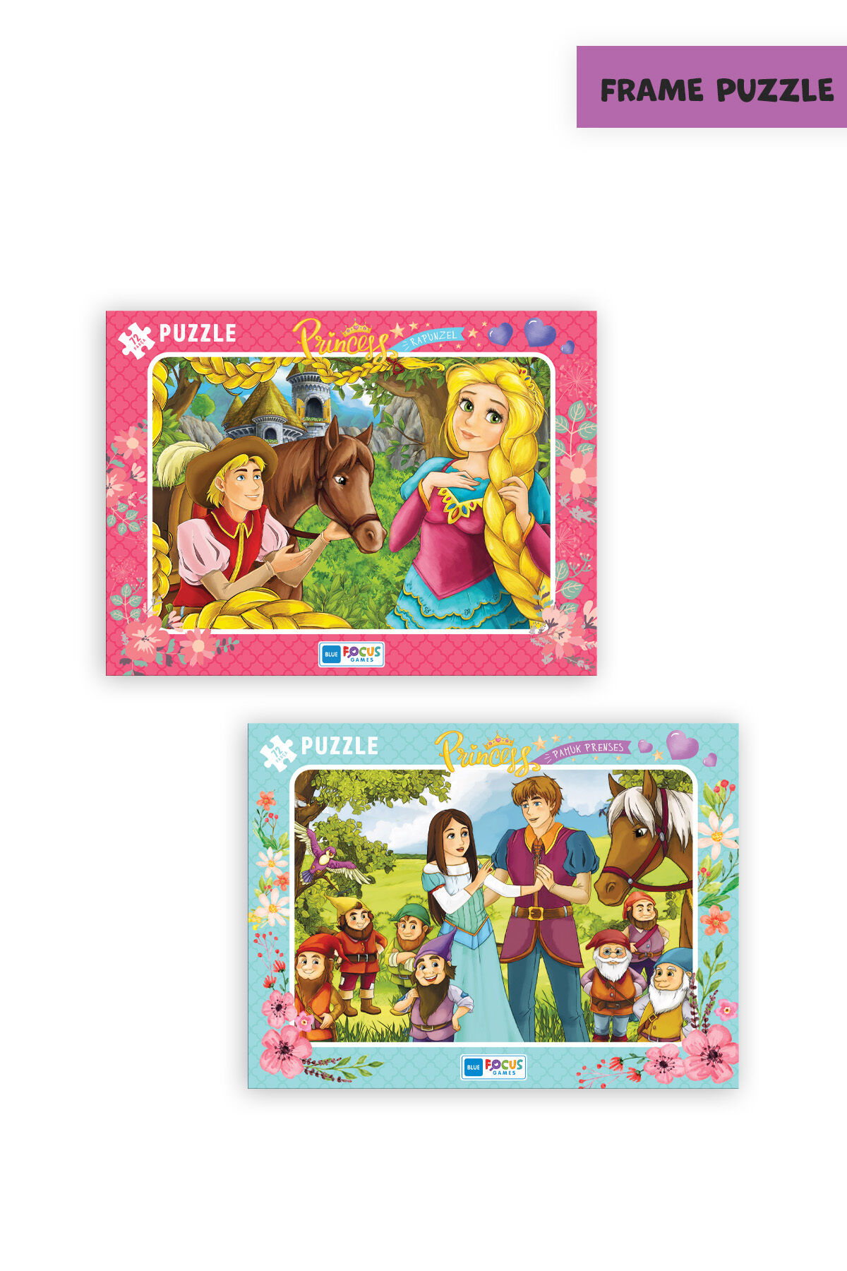 2 ADET 72 PARÇA ÇOCUK PUZZLE PRINCESS KÜLKEDİSİ SİNDİRELLA VE PRINCESS PAMUK PRENSES