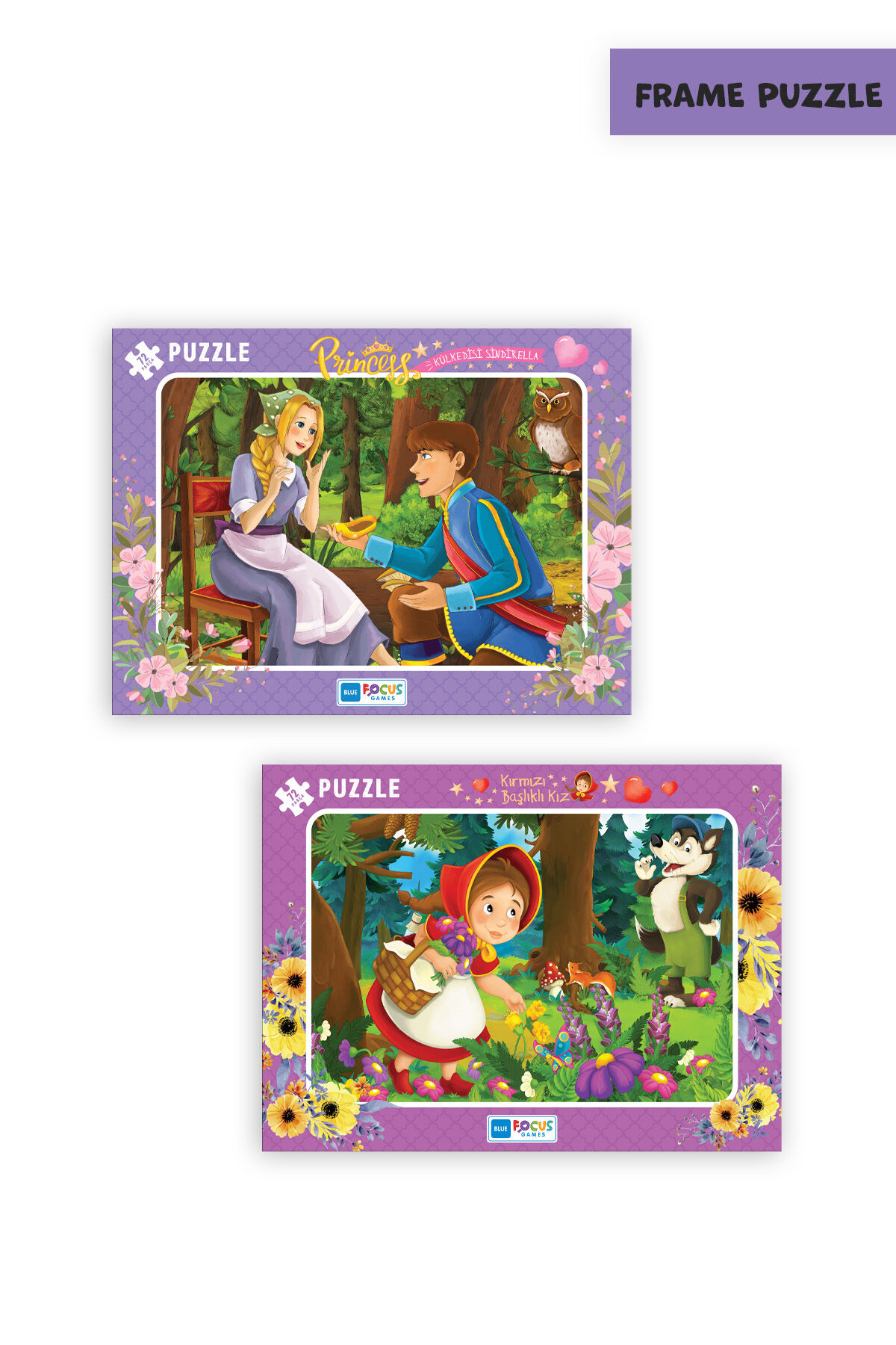 2 ADET 72 PARÇA ÇOCUK PUZZLE PRINCESS KÜLKEDİSİ SİNDİRELLA VE KIRMIZI BAŞLIKLI KIZ