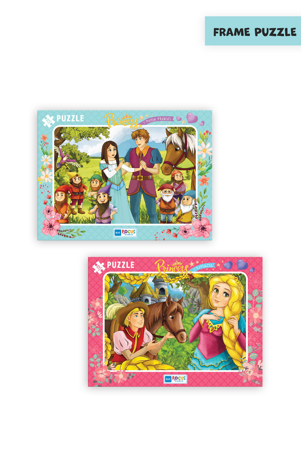 2 ADET 72 PARÇA ÇOCUK PUZZLE PRINCESS PAMUK PRENSES VE KIRMIZI BAŞLIKLI KIZ