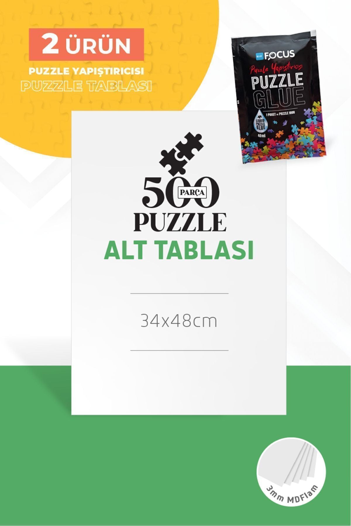500 Parça Puzzle Alt Tablası Ve Puzzle Yapıştırıcısı 1000'lik - Puzzle Yapımı Için Ideal Çözüm!