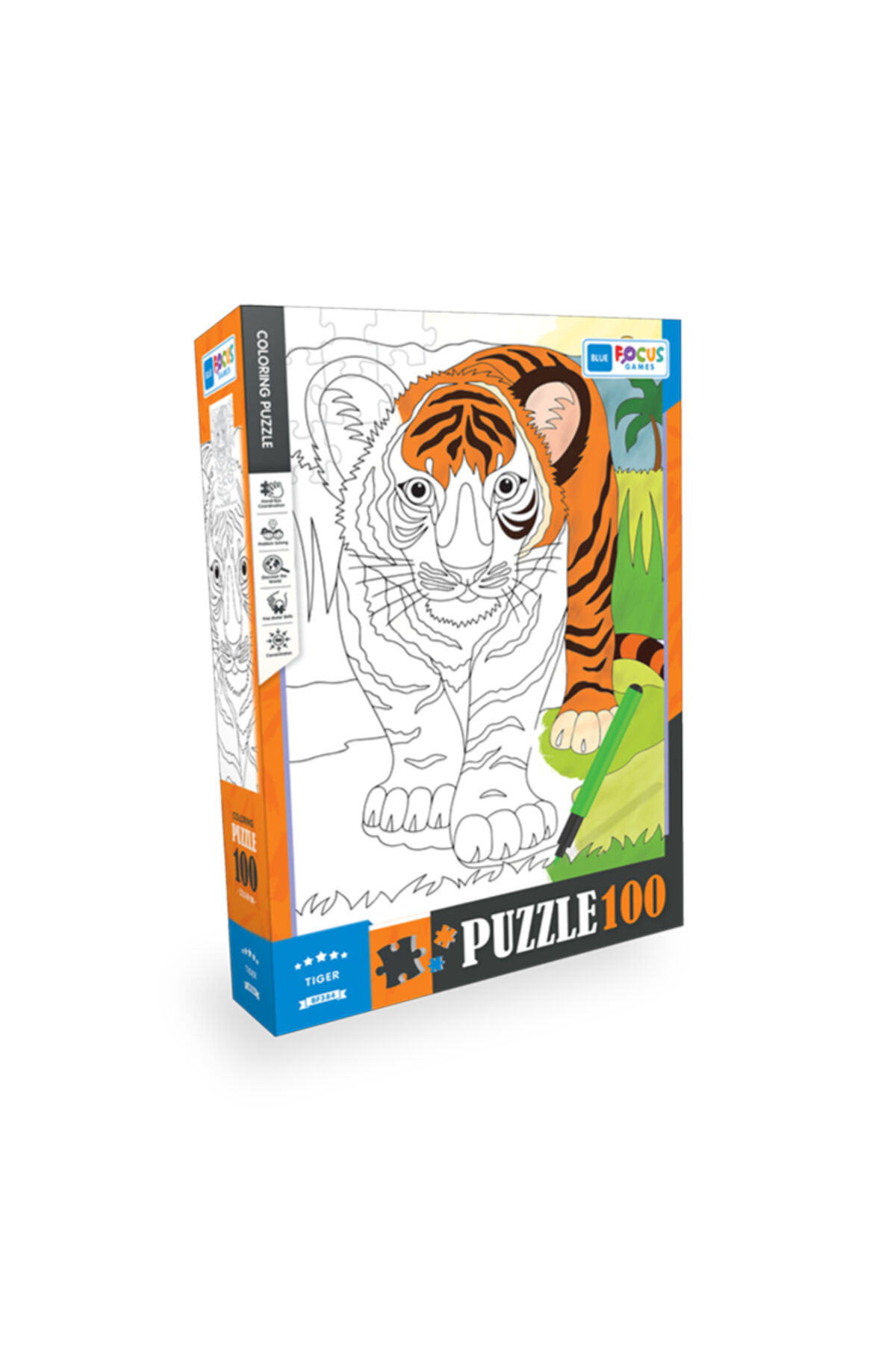 100 Parça Coloring Puzzle - Tiger (Kaplan)