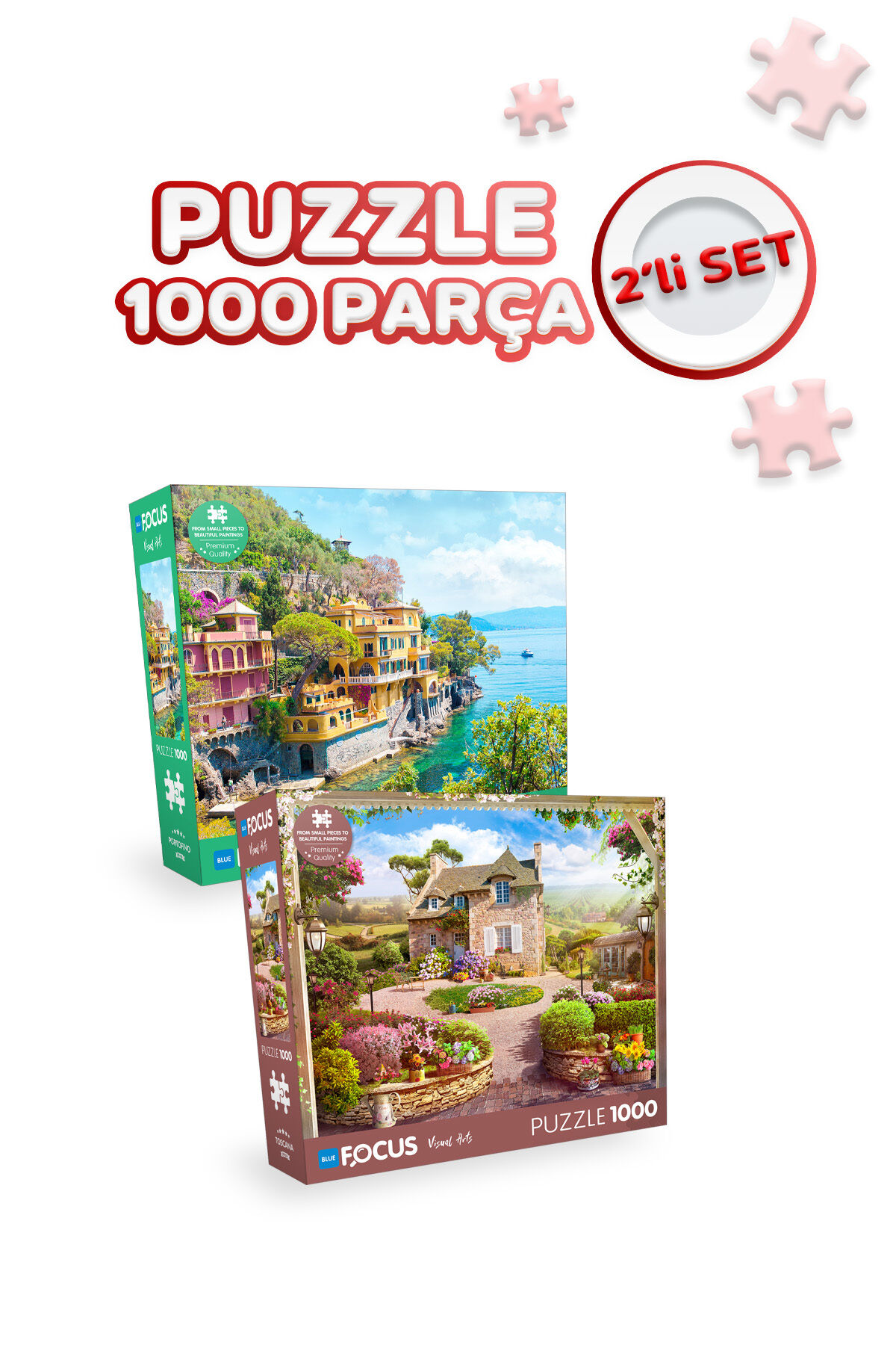 2 Adet 1000 Parça Puzzle - Toscana ve Portofino