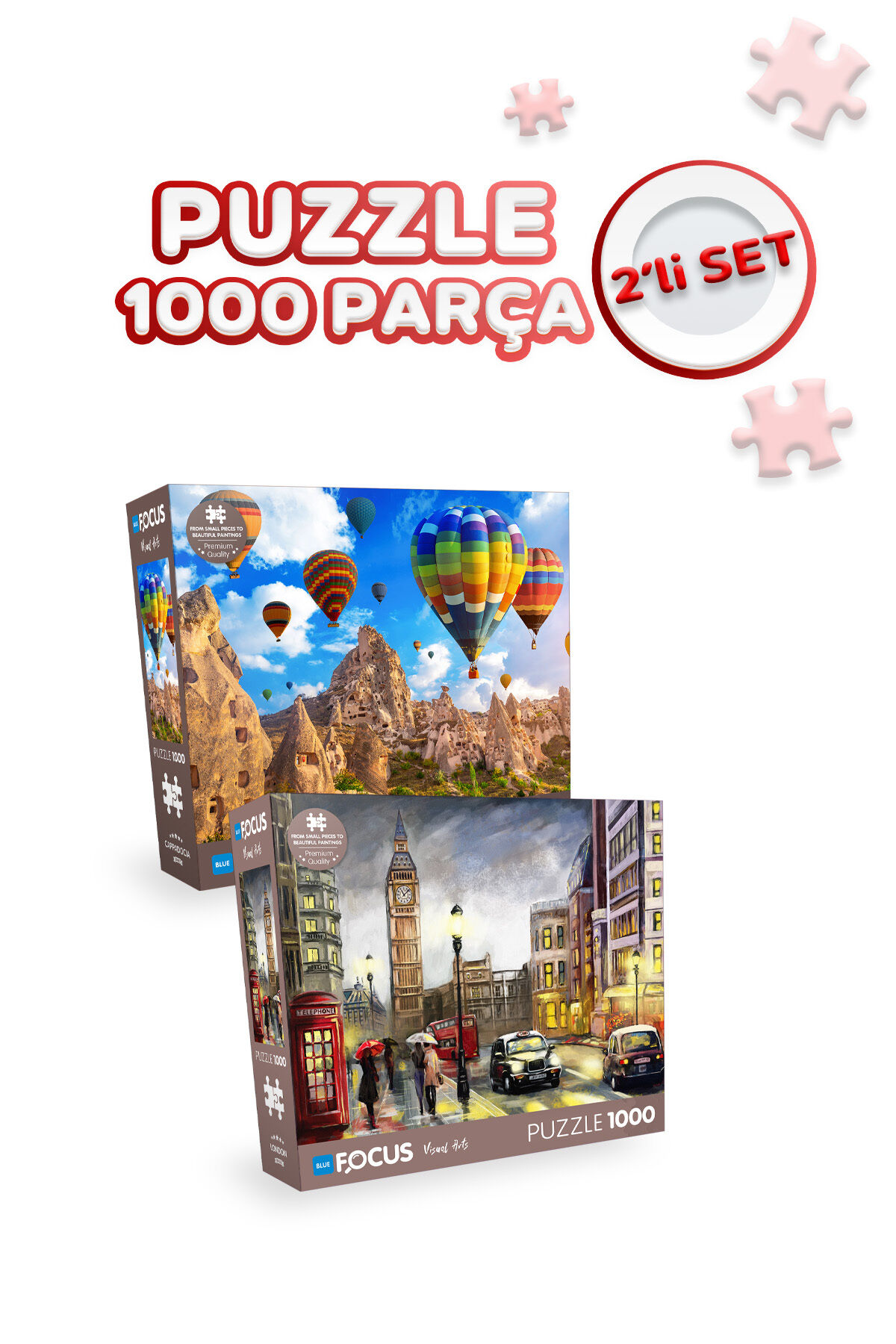 2 Adet 1000 Parça Puzzle - London ve Cappadocia