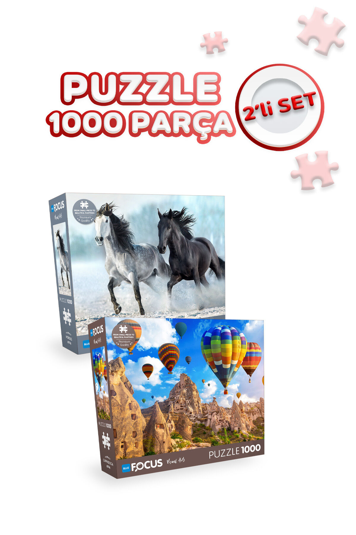 2 Adet 1000 Parça Puzzle - Atlar ve Kapadokya