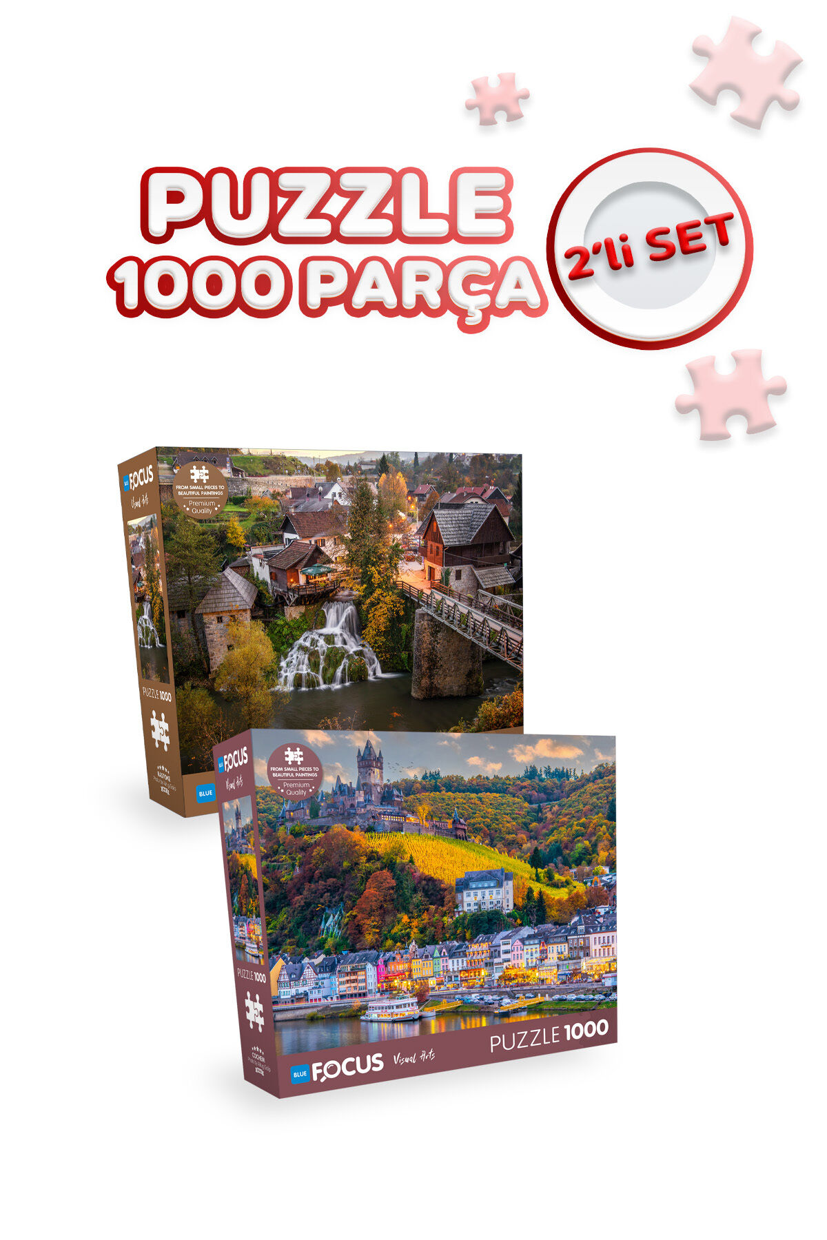 2 Adet 1000 Parça Puzzle - Rastoke ve Cochem