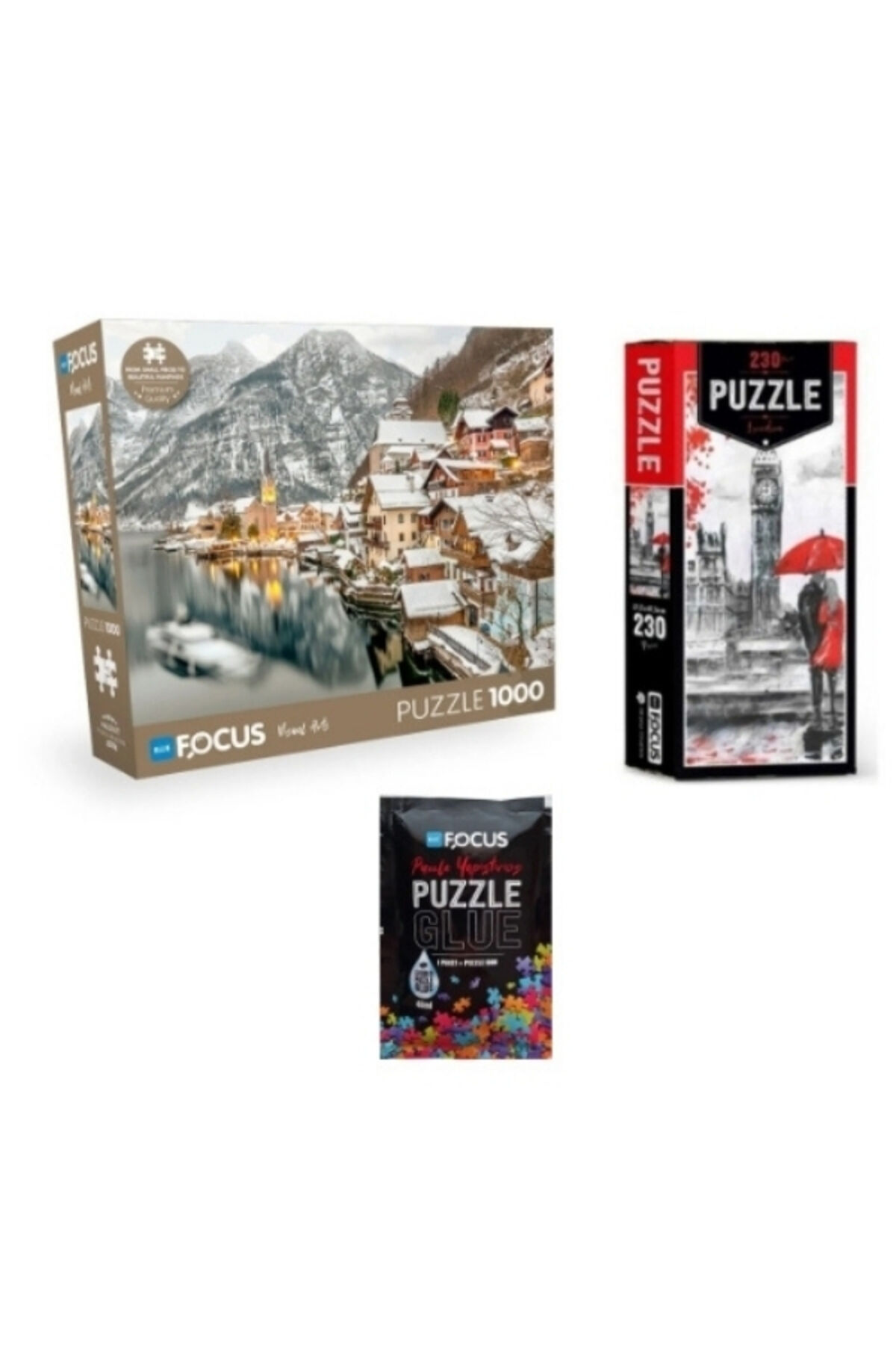 3'lü Set Puzzle - 1000 Parça Hallstatt + 230 Parça londra + Puzzle Yapıştırıcı