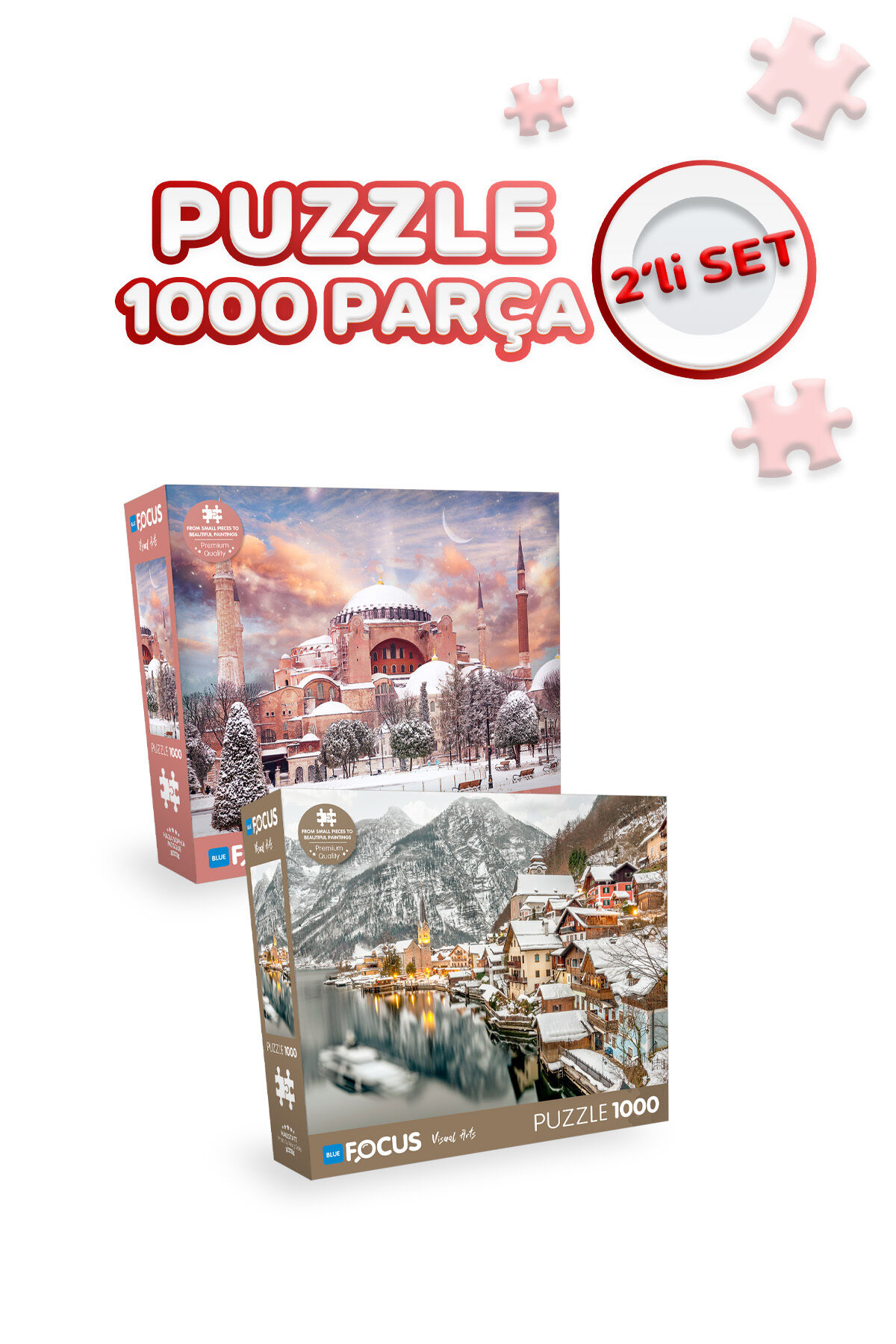 2 Adet 1000 Parça Puzzle - Ayasofya ve Hallstatt