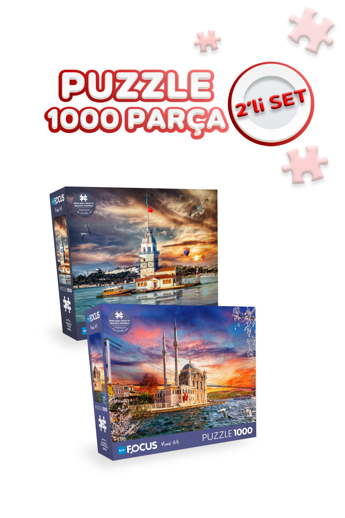 2 Adet 1000 Parça Puzzle - Kız Kulesi ve İstanbul Boğazı