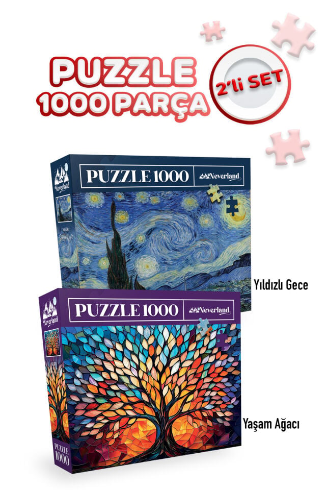 2 ADET 1000 PARÇA PUZZLE- YILDIZLI GECE VE YAŞAM AĞACI