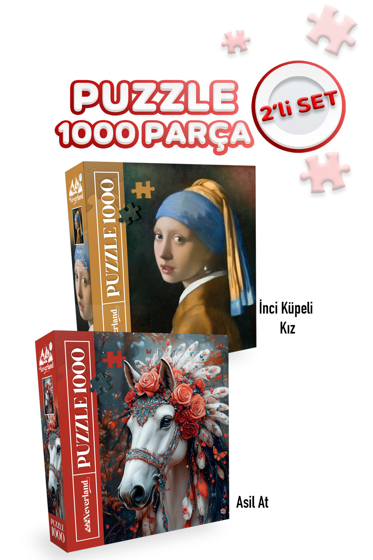2 ADET 1000 PARÇA PUZZLE- İNCİ KÜPELİ KIZ VE ASİL AT