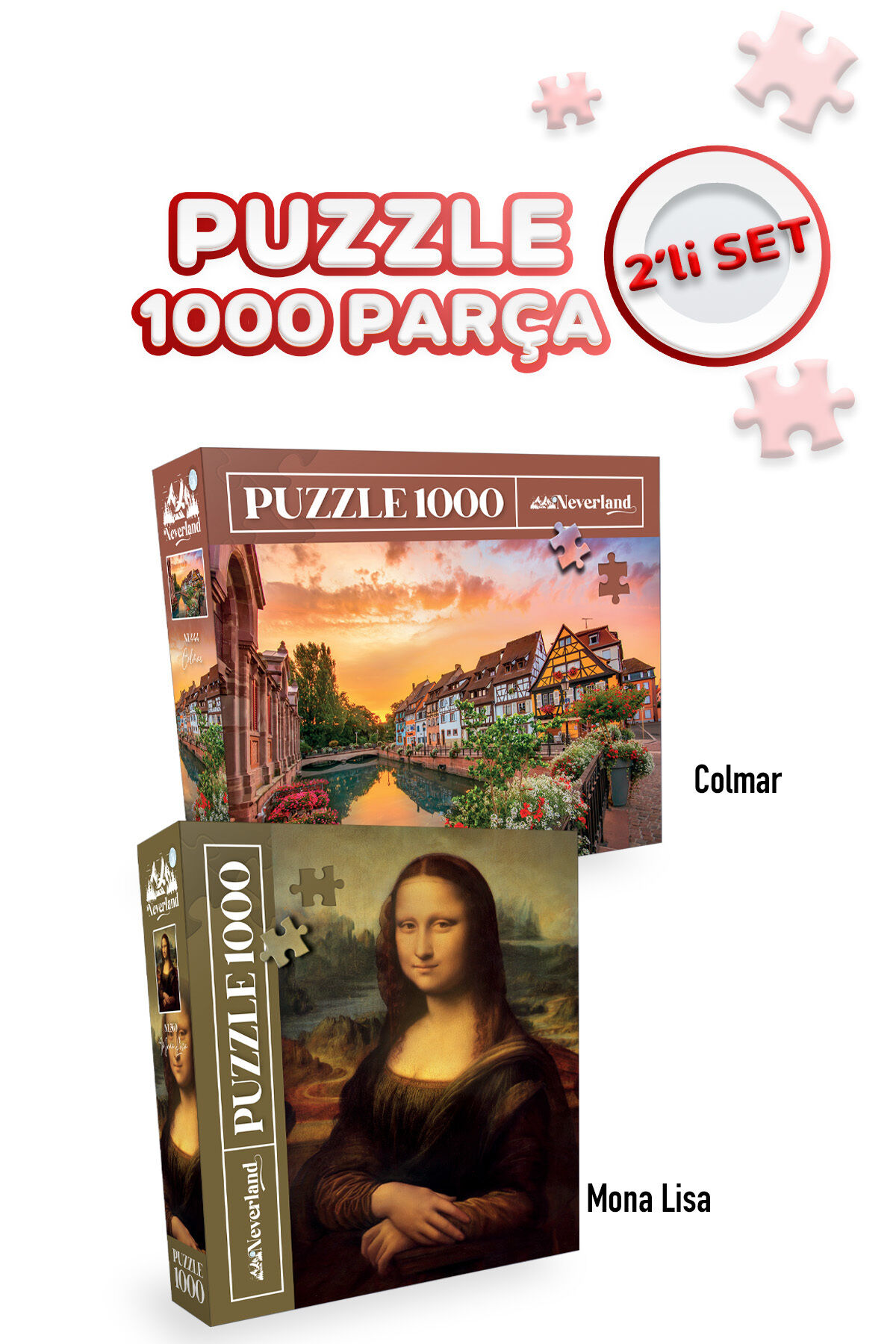 2 ADET 1000 PARÇA PUZZLE- MONA LISA VE COLMAR