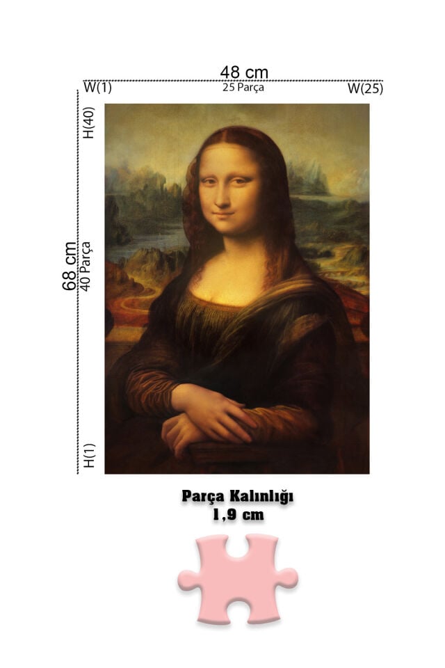 3 ADET 1000 PARÇA PUZZLE - MONA LISA VE ESKİ İSTANBUL SOKAĞI VE DAĞ GÖLÜ KASABASI