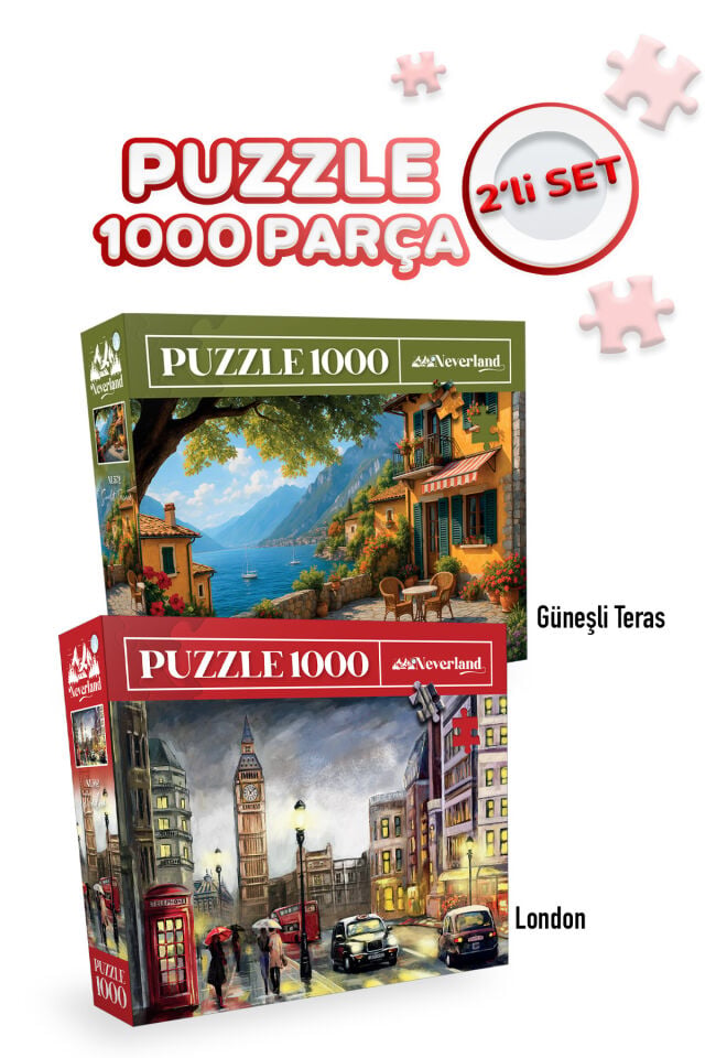 2 ADET 1000 PARÇA PUZZLE- LONDON VE GÜNEŞLİ TERAS