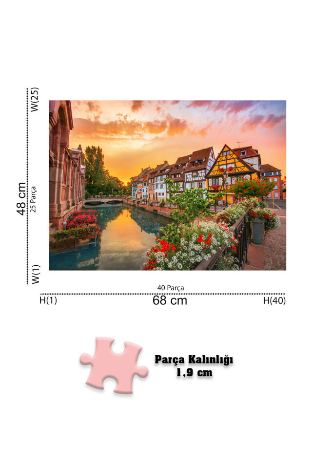 3 ADET 1000 PARÇA PUZZLE - DÜNYA HARİTASI-I VE PROVENCE VE COLMAR