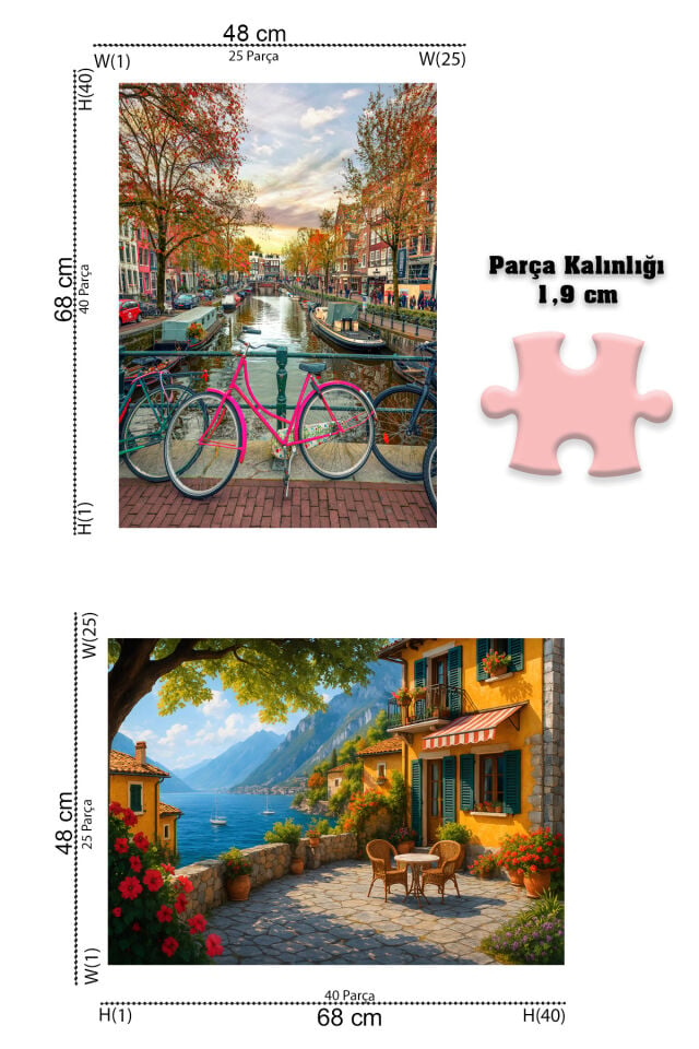 2 ADET 1000 PARÇA PUZZLE- AMSTERDAM VE GÜNEŞLİ TERAS