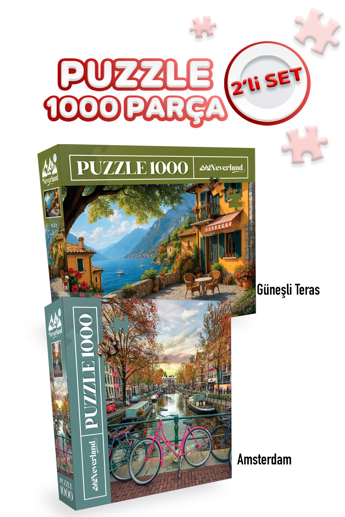 2 ADET 1000 PARÇA PUZZLE- AMSTERDAM VE GÜNEŞLİ TERAS