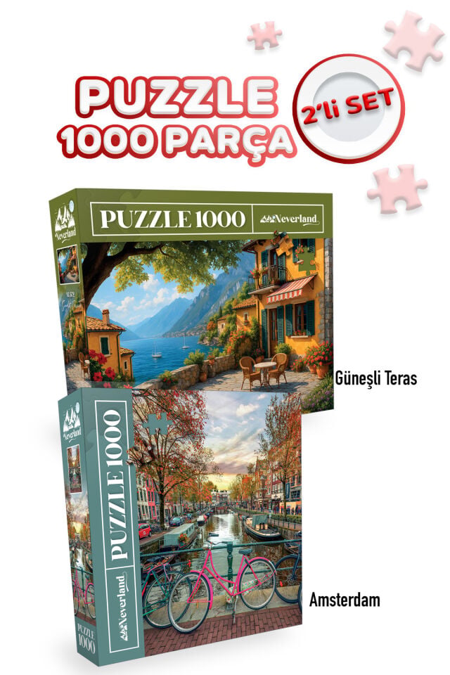 2 ADET 1000 PARÇA PUZZLE- AMSTERDAM VE GÜNEŞLİ TERAS