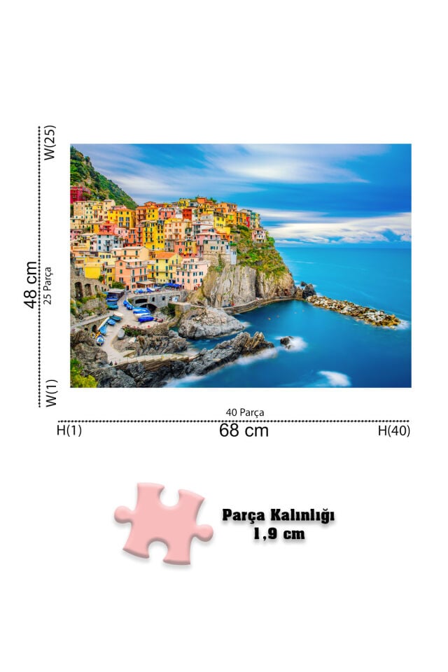 3 ADET 1000 PARÇA PUZZLE - CINQUE TERRE VE EYFEL KULESİ VE KAPADOKYA