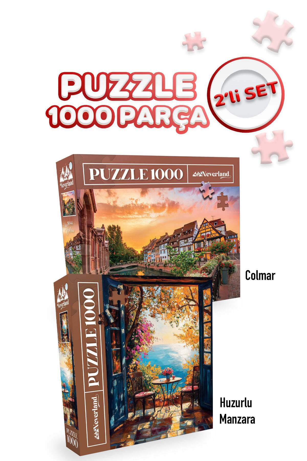 2 ADET 1000 PARÇA PUZZLE- COLMAR VE HUZURLU MANZARA