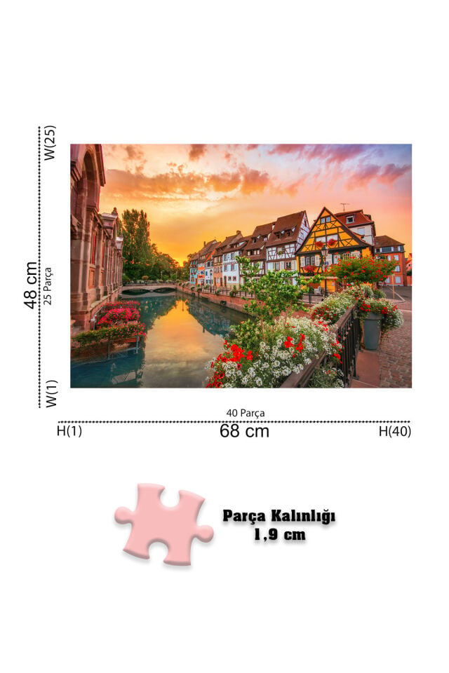 3 ADET 1000 PARÇA PUZZLE - SANTORINI VE COLMAR VE AKDENİZ MERDİVENLERİ