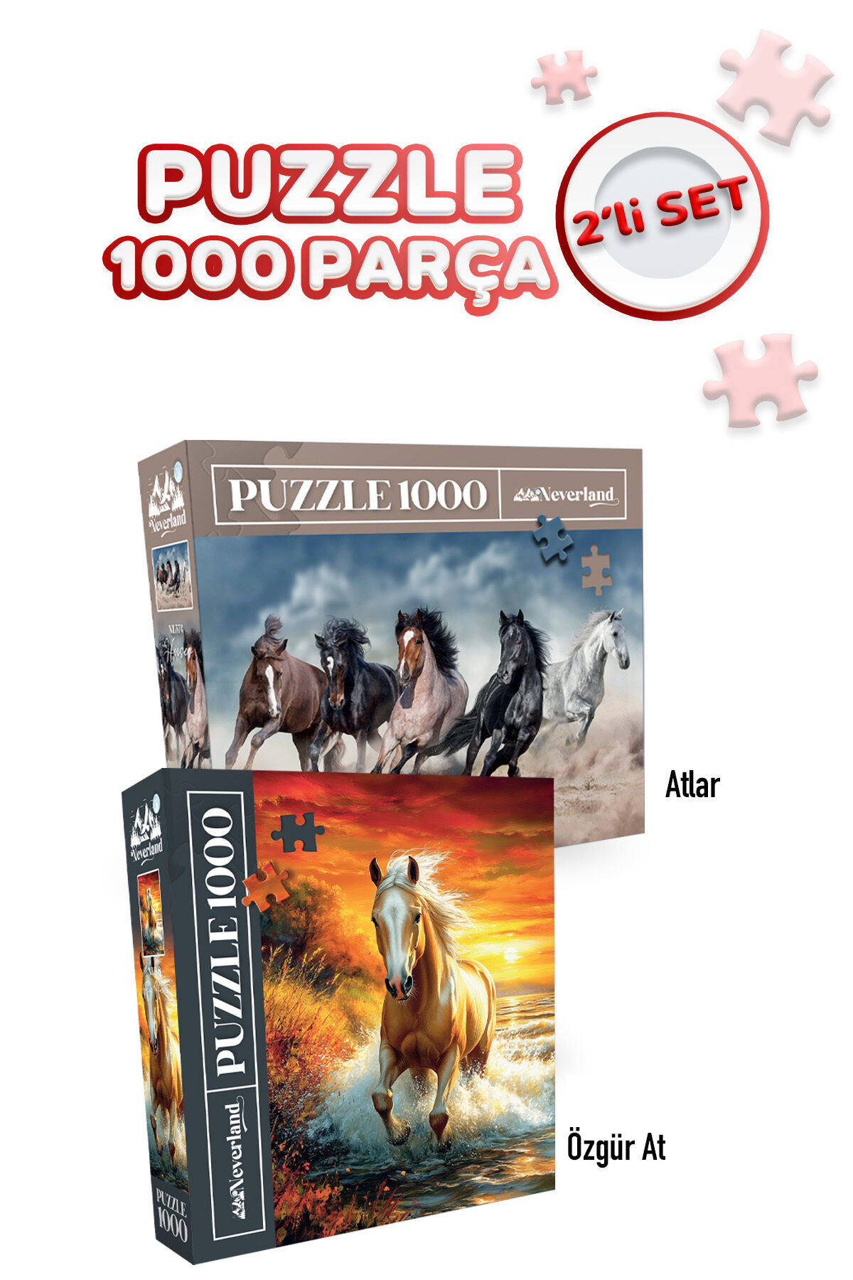 2 ADET 1000 PARÇA PUZZLE- ÖZGÜR AT VE ATLAR