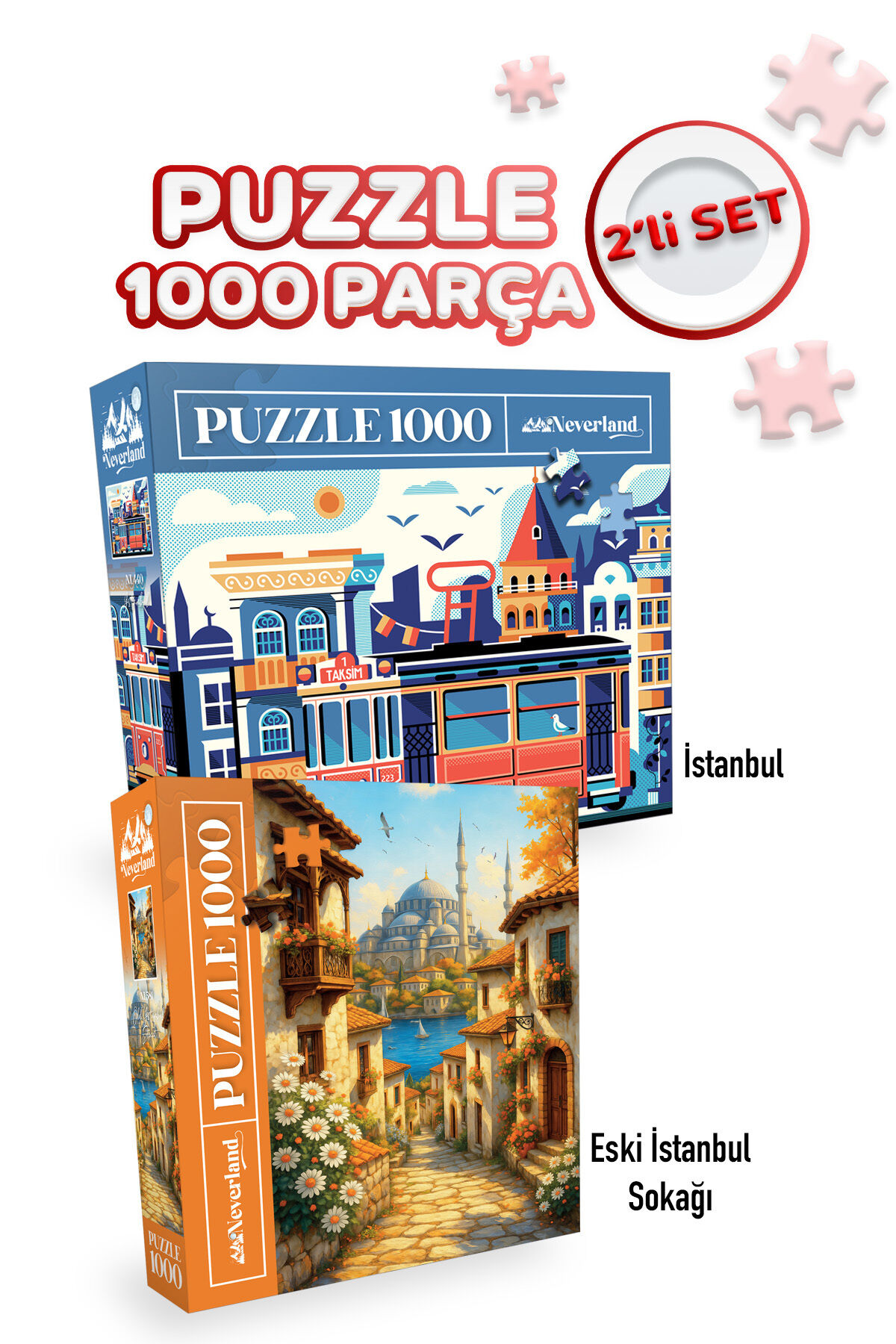 2 ADET 1000 PARÇA PUZZLE- ESKİ İSTANBUL SOKAĞI VE İSTANBUL