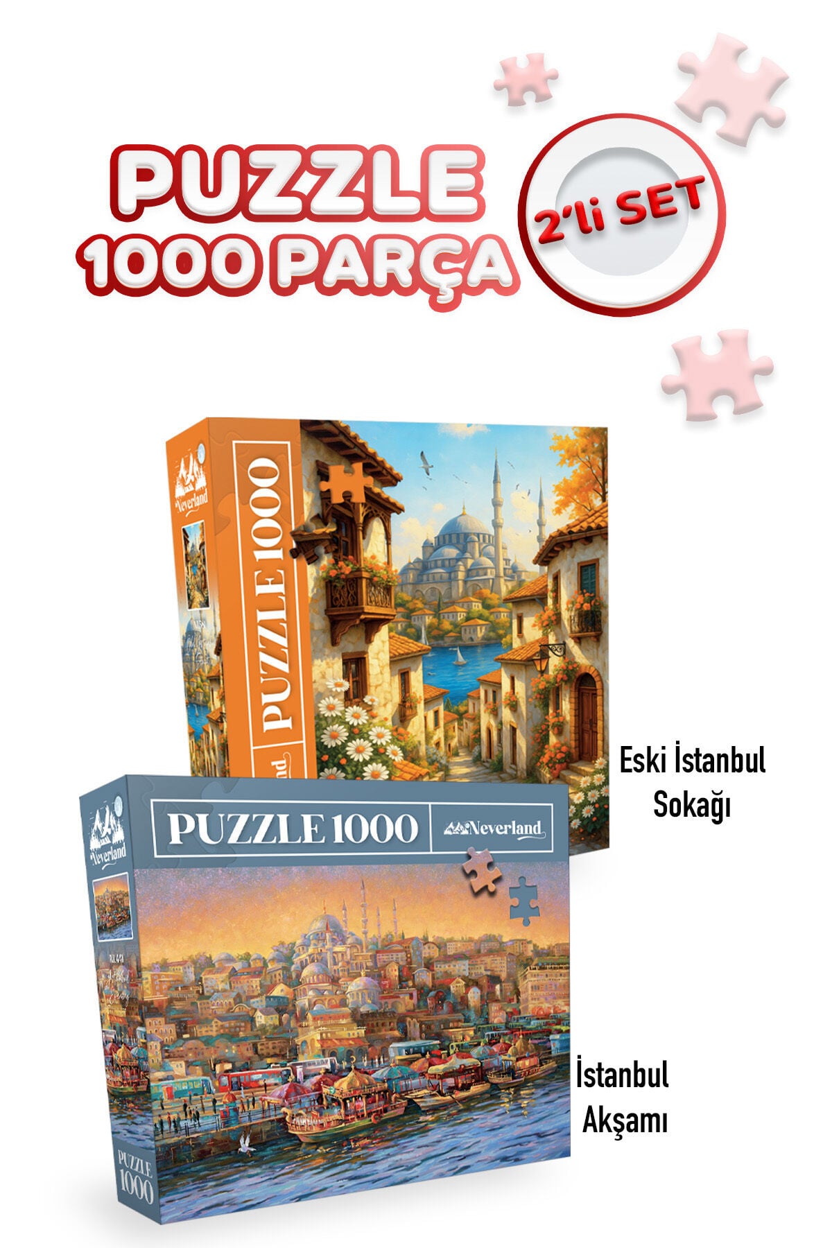 2 ADET 1000 PARÇA PUZZLE- ESKİ İSTANBUL SOKAĞI VE İSTABUL AKŞAMI