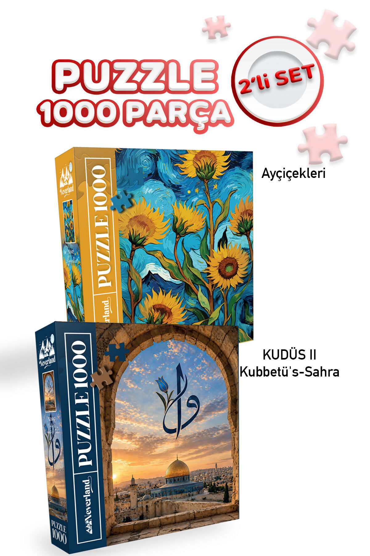 2 ADET 1000 PARÇA PUZZLE-Ayçiçekleri ve Kuüs II Kubbetü's Sahra