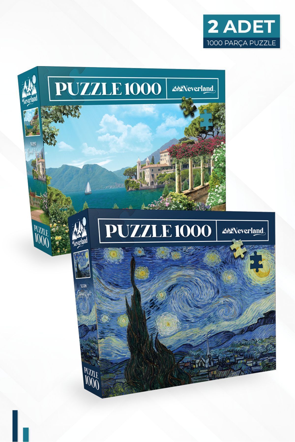 2 ADET 1000 PARÇA PUZZLE - YILDIZLI GECE ve SAHİL EVİ