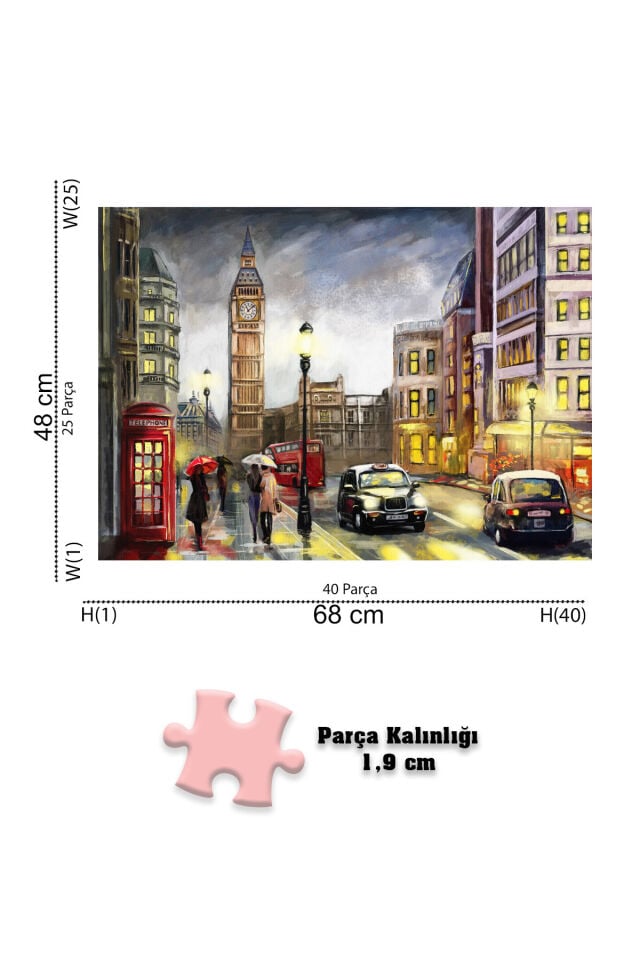 4 Adet 1000 Parça Puzzle - Eyfel / İstanbul Evening / London / Amsterdam