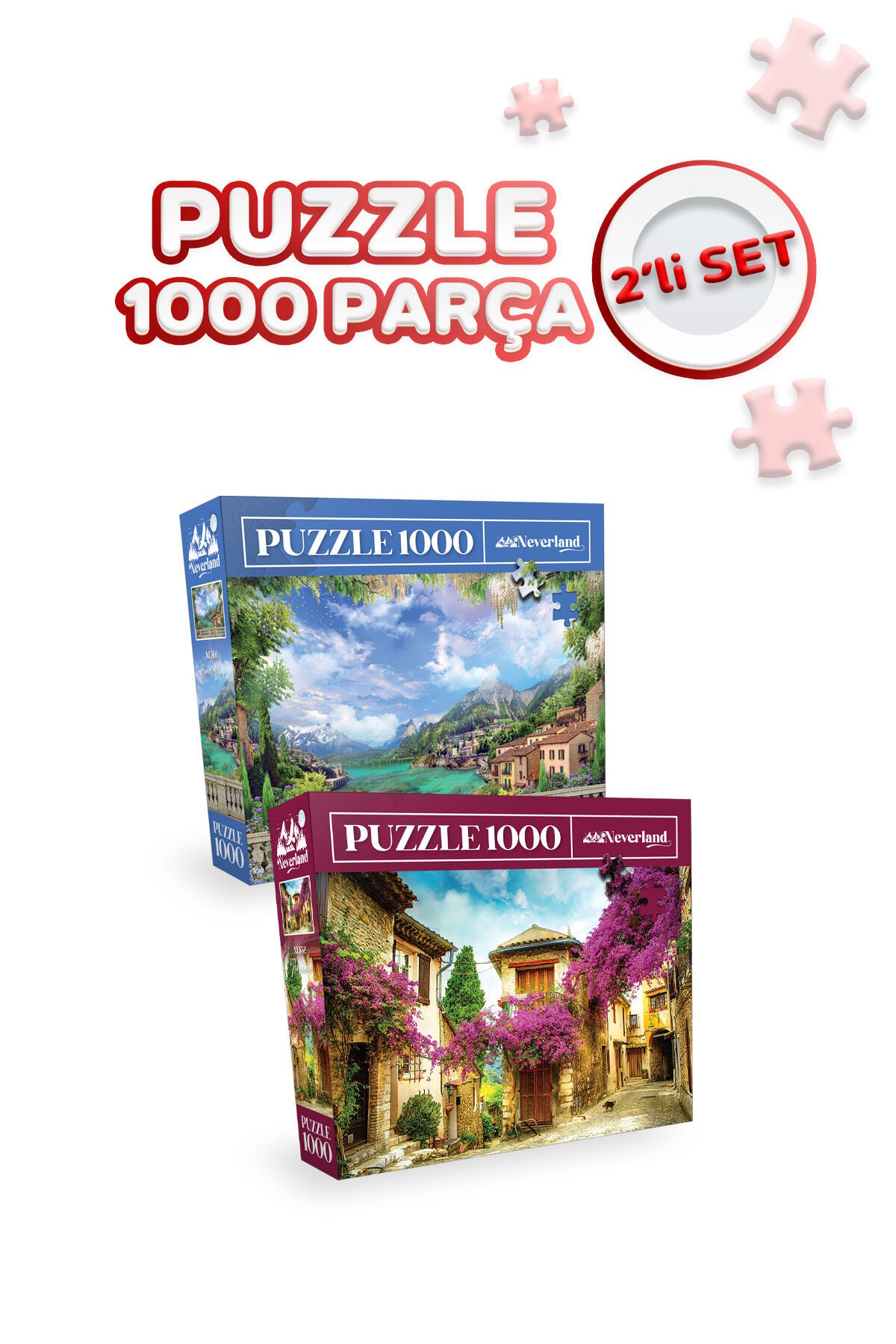 2 Adet 1000 Parça Puzzle - Sahil Manzarası ve Provence