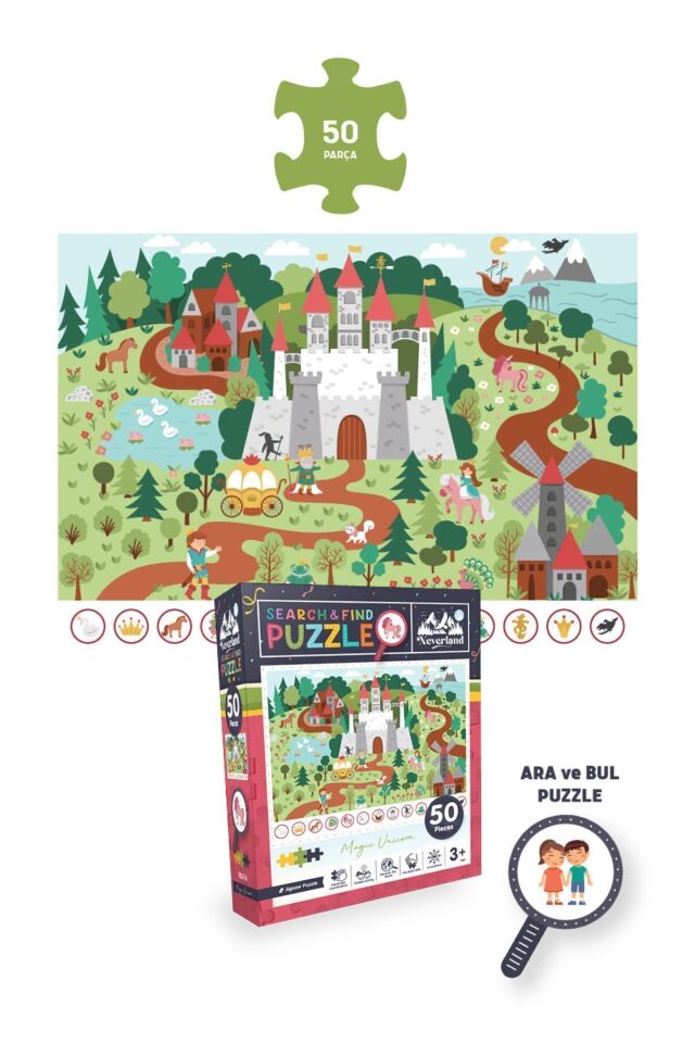 4'lü Çocuk Puzzle - 24 P. Sevimli Prenses / 50 P.deniz Kızı / 100 P. Unıcorn / 50 P. Sihirli Unıcorn