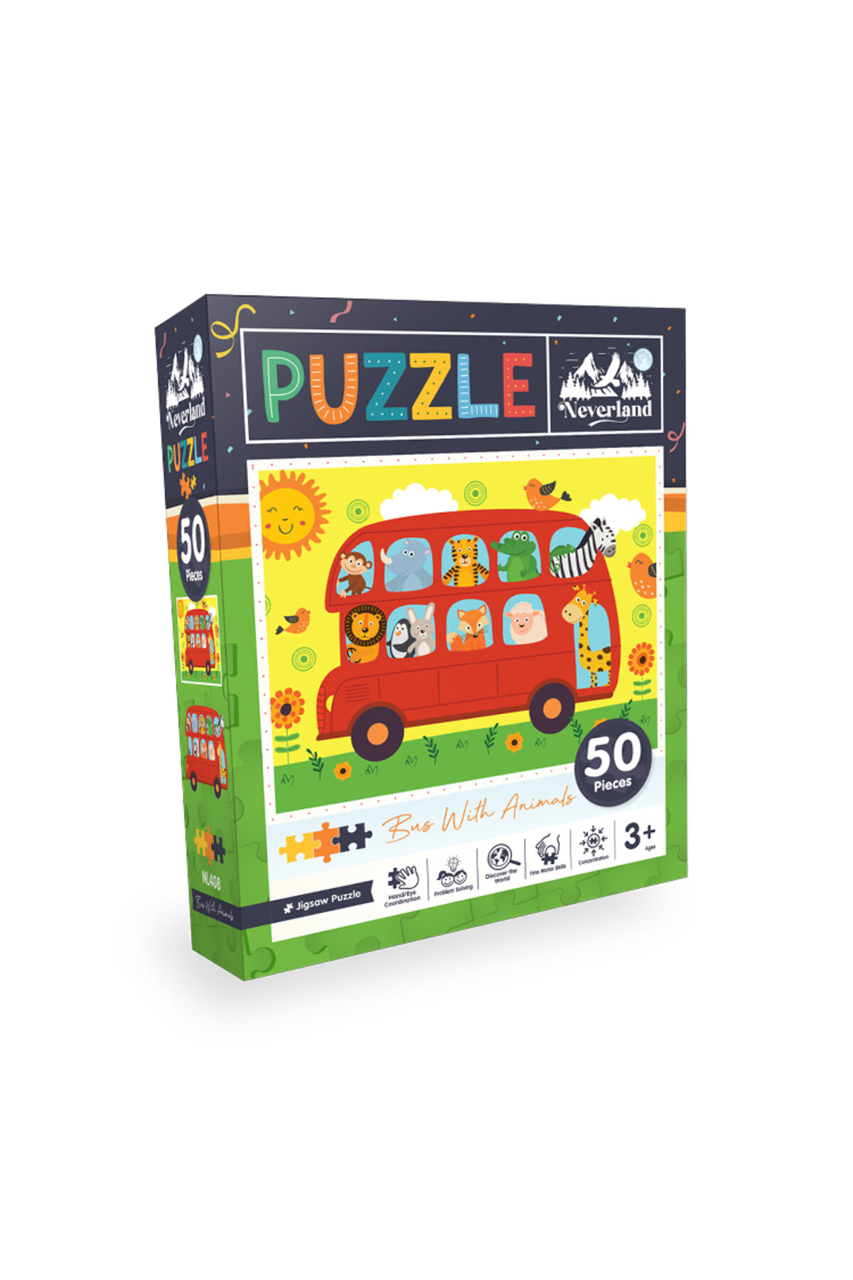 50 Pieces Jigsaw Puzzle - Bus With Animals (Hayvanlarla Otobüs)