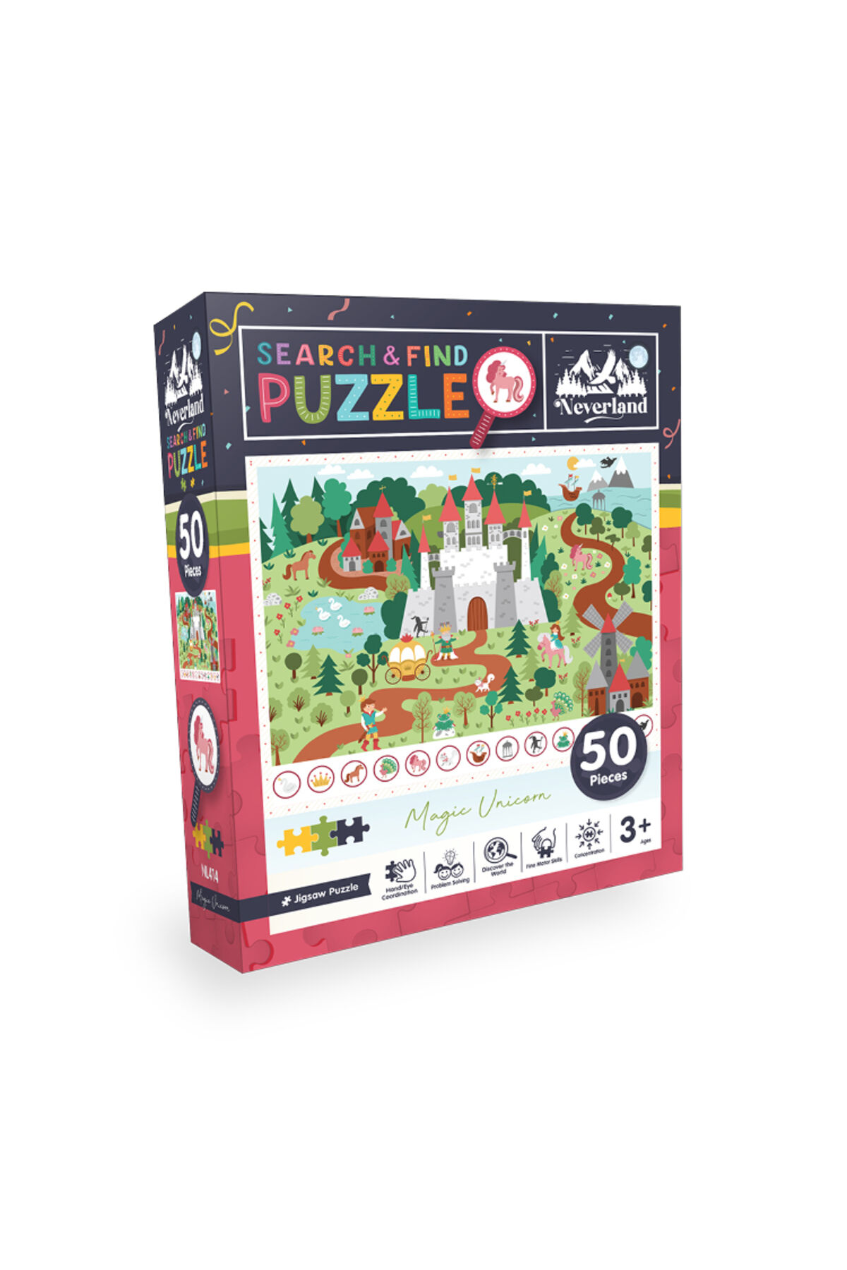 50 Pieces Search and Find Puzzle - Magic Unicorn (Sihirli Tek Boynuzlu At)