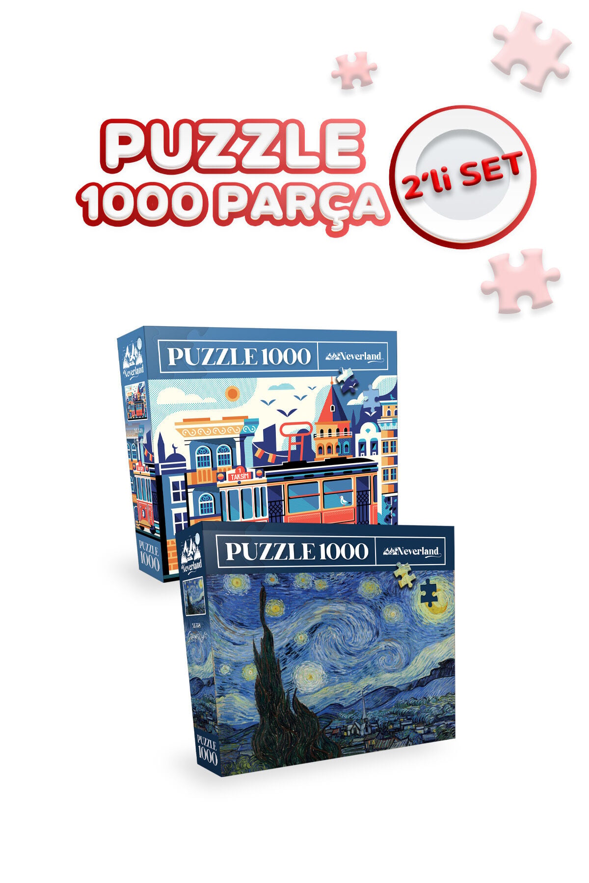 2 ADET 1000 PARÇA PUZZLE - YILDIZLI GECE ve İSTANBUL