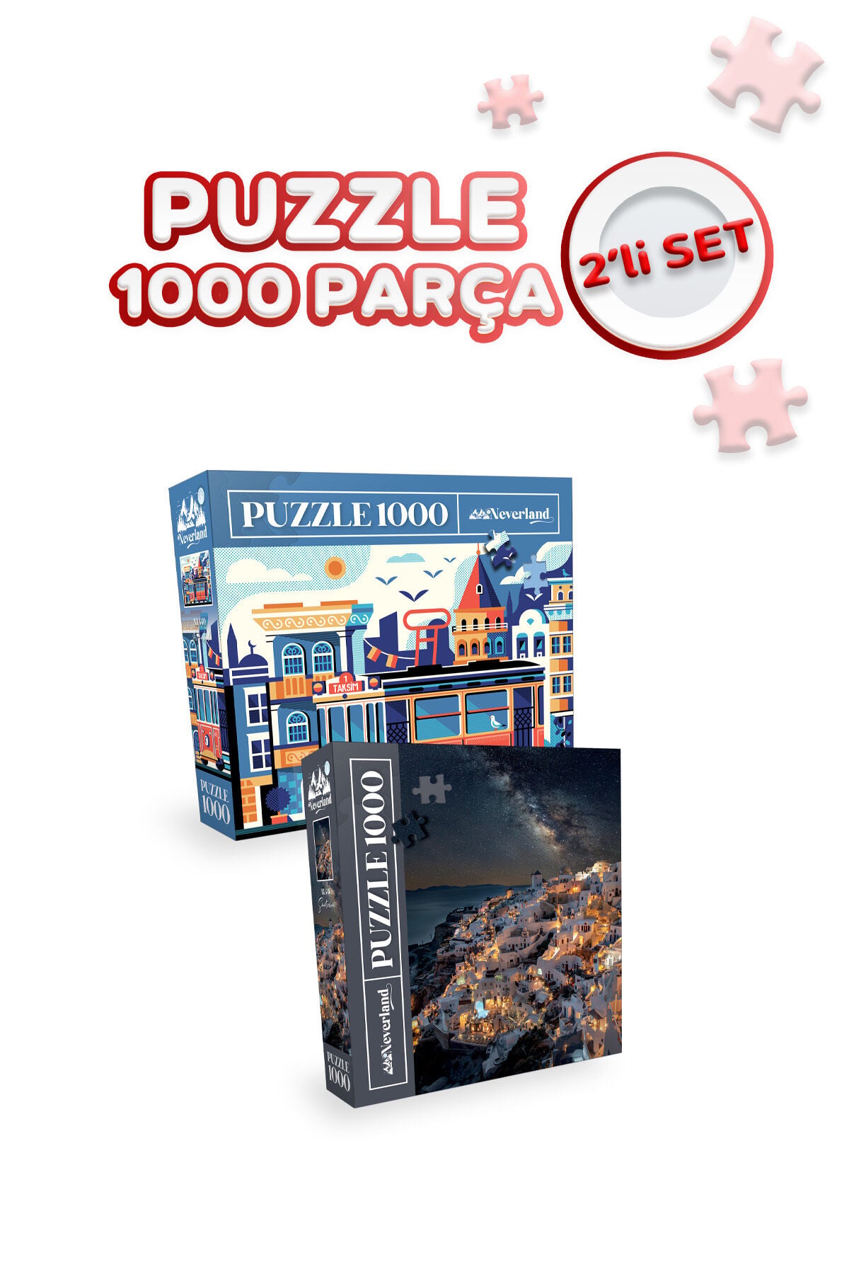2 ADET 1000 PARÇA PUZZLE - SANTORINI ve İSTANBUL